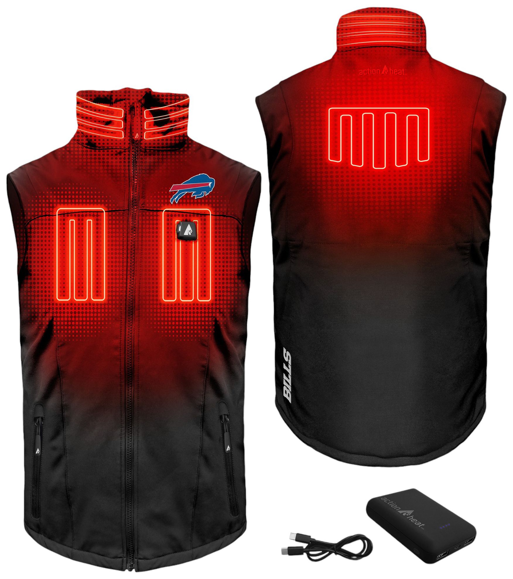 ActionHeat Men's Buffalo Bills Black 5V Battery Heated Softshell Vest