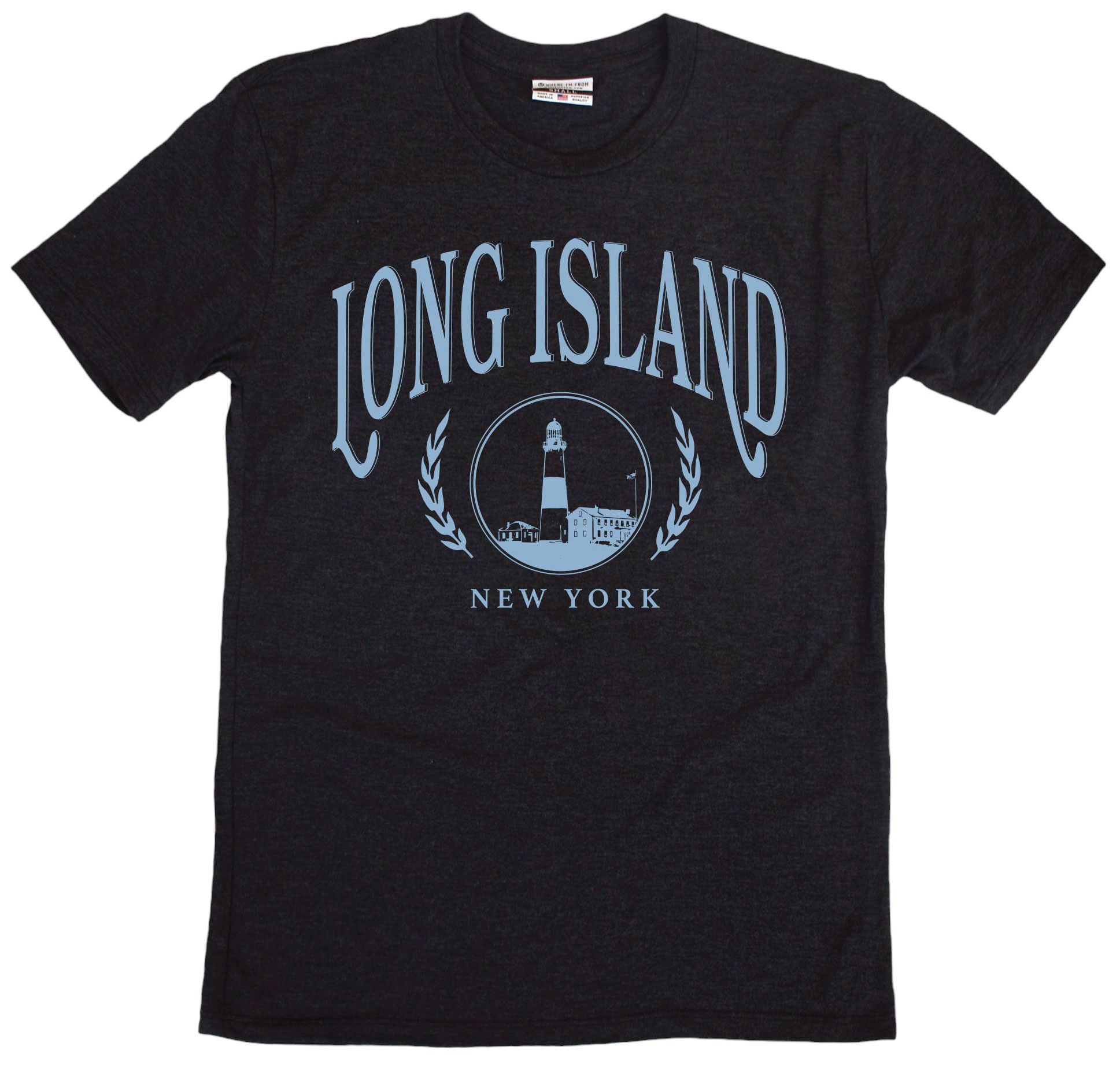 Where I'm From Adult Long Island Black Lighthouse T-Shirt
