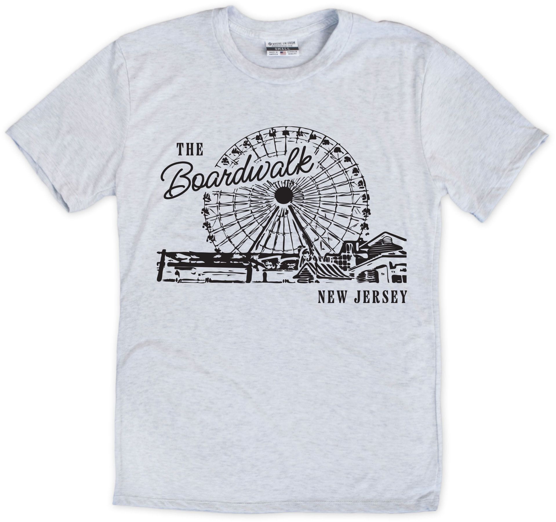 Where I'm From Adult New Jersey Boardwalk White T-Shirt