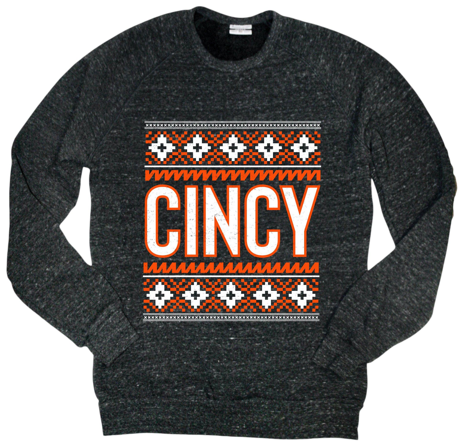 Where I'm From Adult Cincinnatti Black Holiday Crewneck Sweatshirt