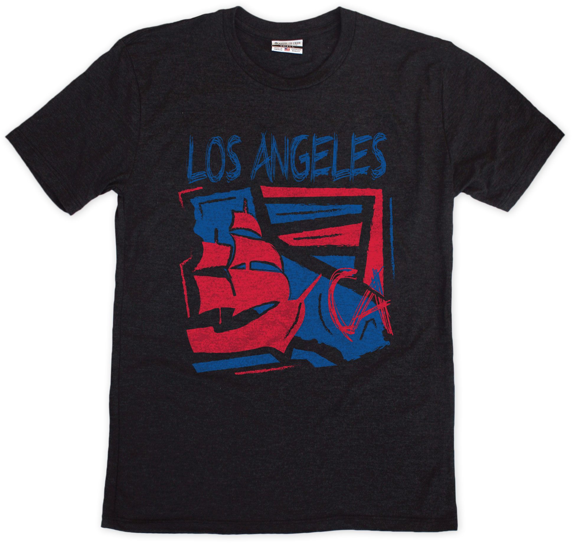 Where I'm From Adult Los Angeles Ship Black T-Shirt