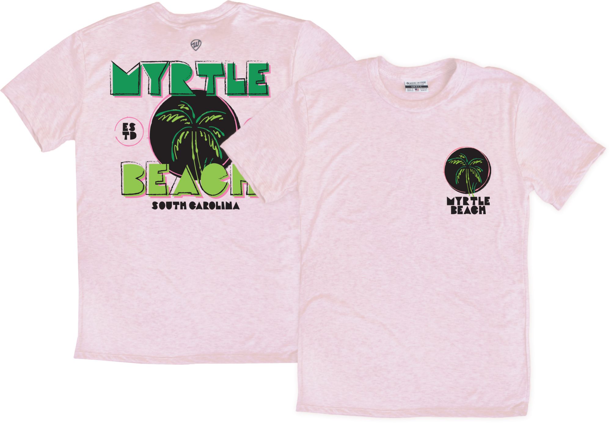 Where I'm From Adult Myrtle Beach Pink Palm T-Shirt