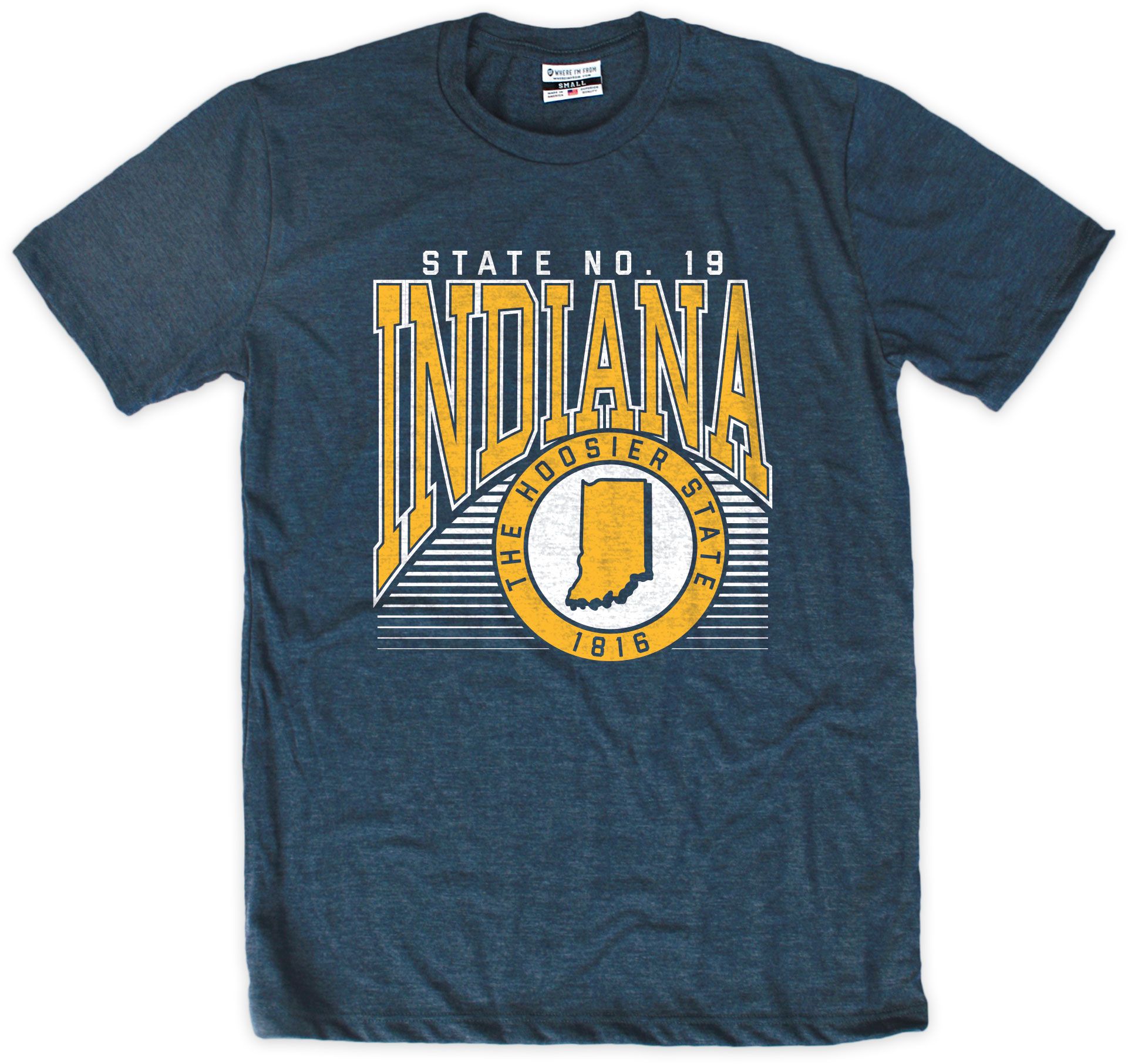 Where I'm From Adult Indianapolis Navy State Circle T-Shirt