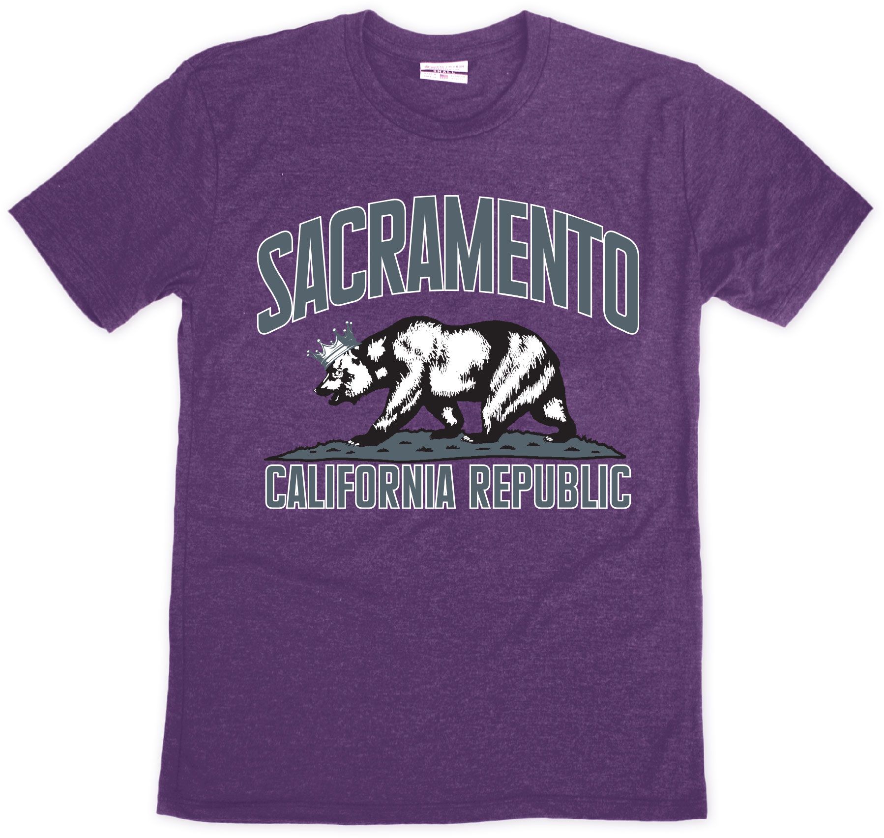 Where I'm From Adult Sacrimento Purple Crown Bear T-Shirt