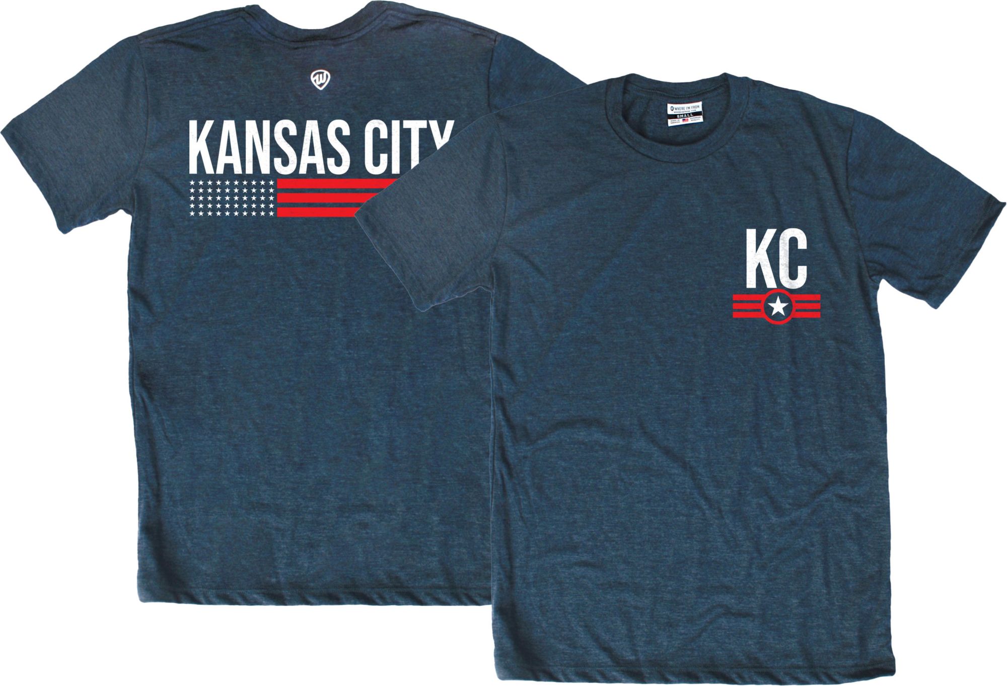 Where I'm From Adult Kansas City Navy Stripes T-Shirt