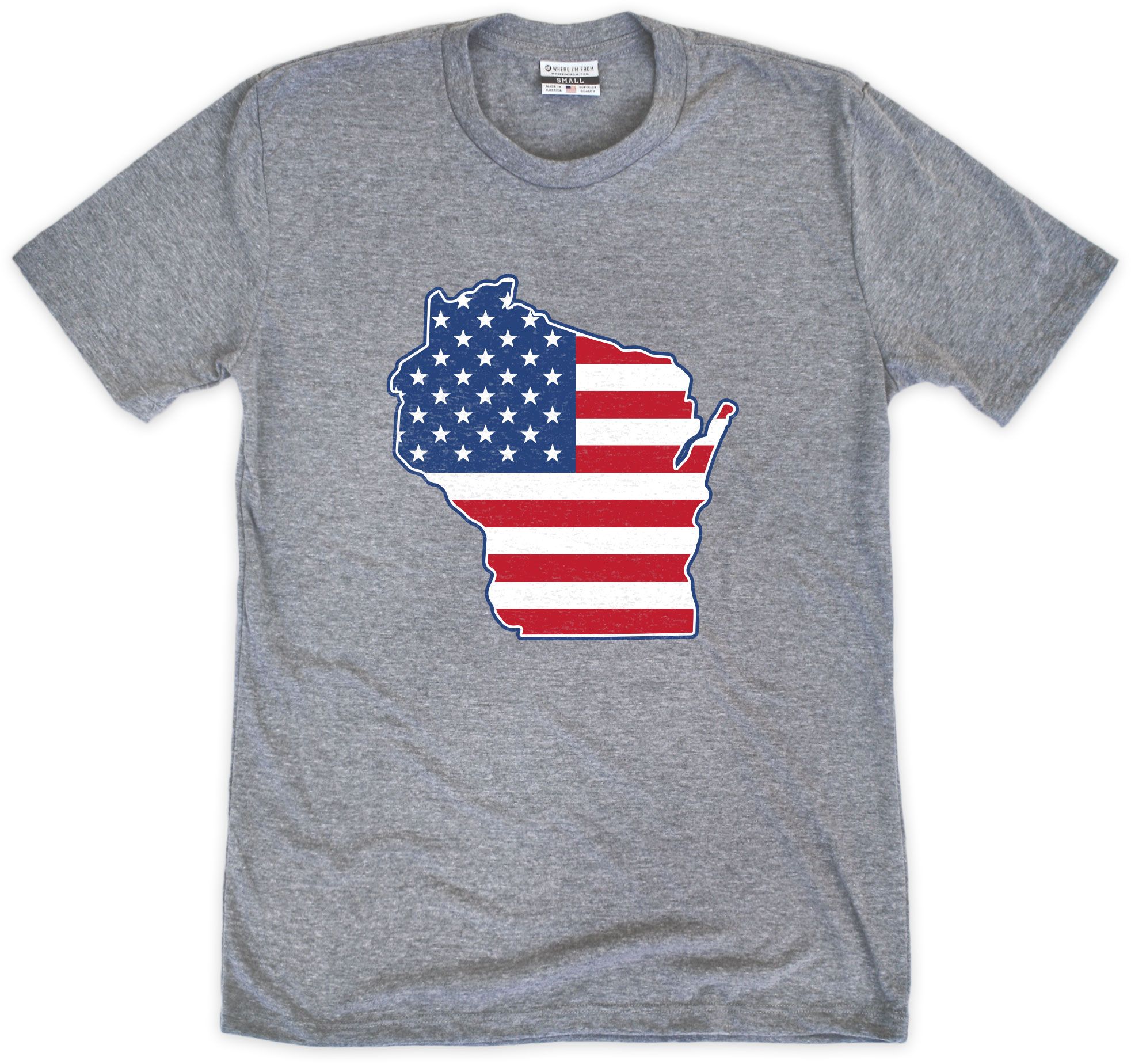 Where I'm From Adult Wisconsin Grey State Fill T-Shirt