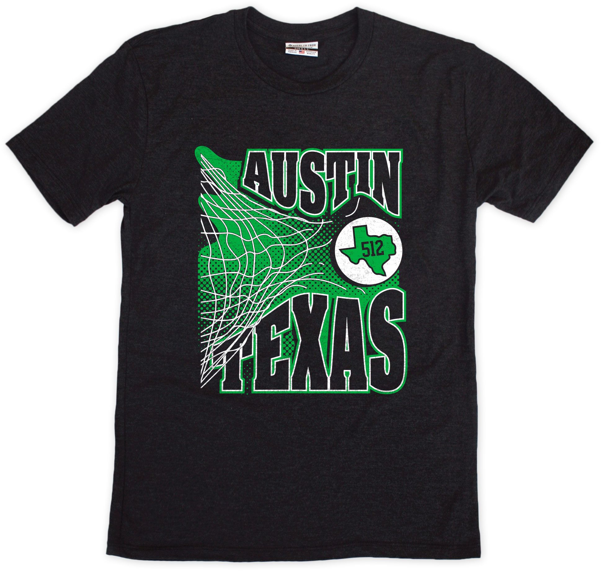 Where I'm From Adult Austin Black Net T-Shirt