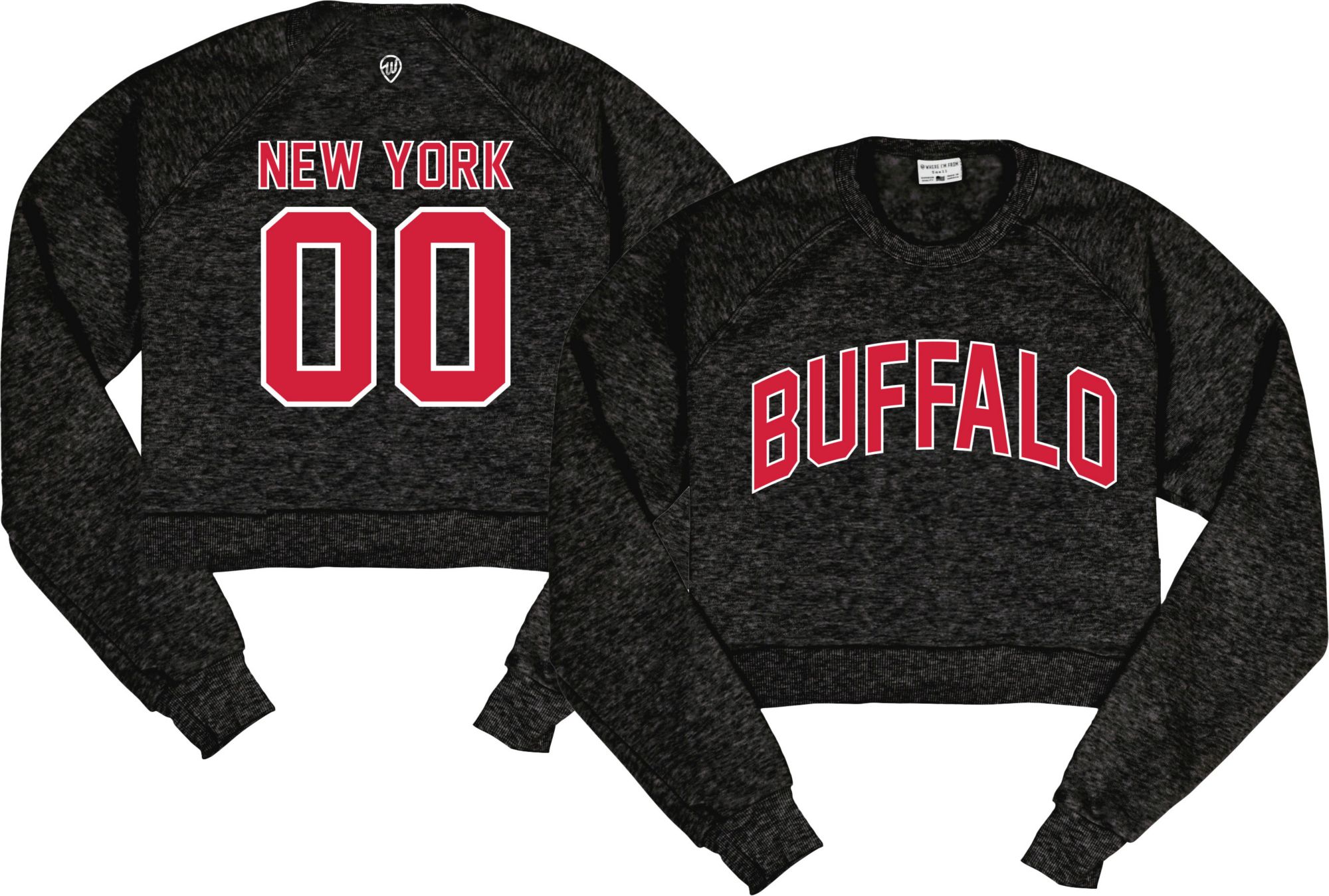 Where I'm From Women's Buffalo Black Crop Crew Neck Sweatshirt
