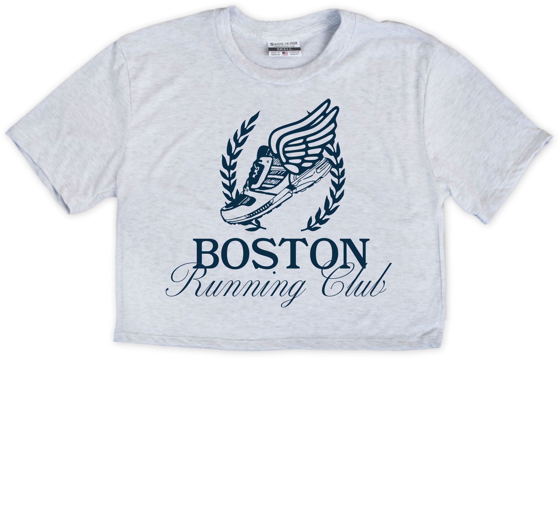Where I'm From Women's Boston Running Club White Cropped T-Shirt