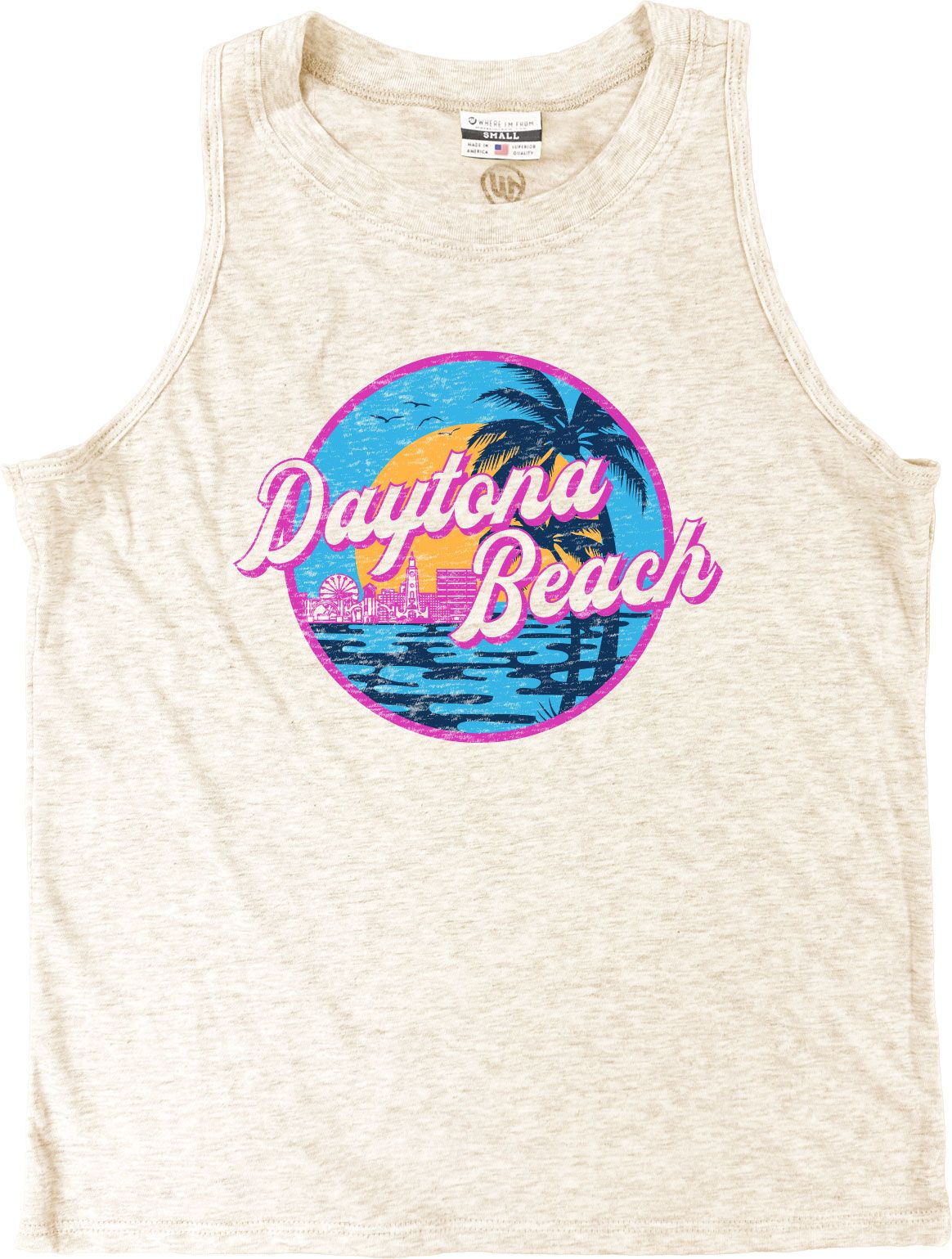 Where I'm From Women's Daytona Beach Cream Palm Tank Top