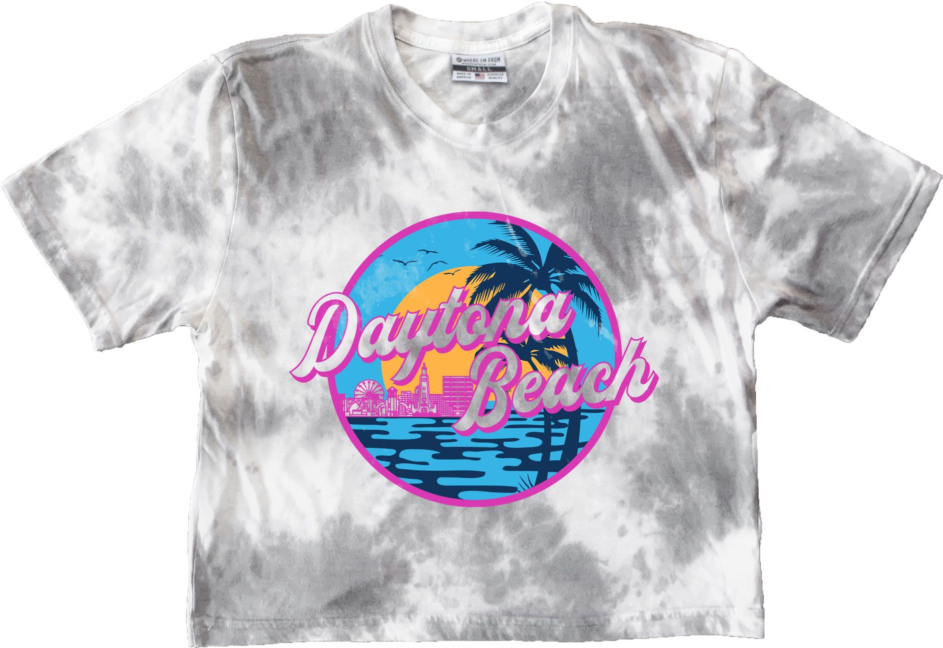 Where I'm From Women's Daytona Beach Multicolor Palm Cropped T-Shirt