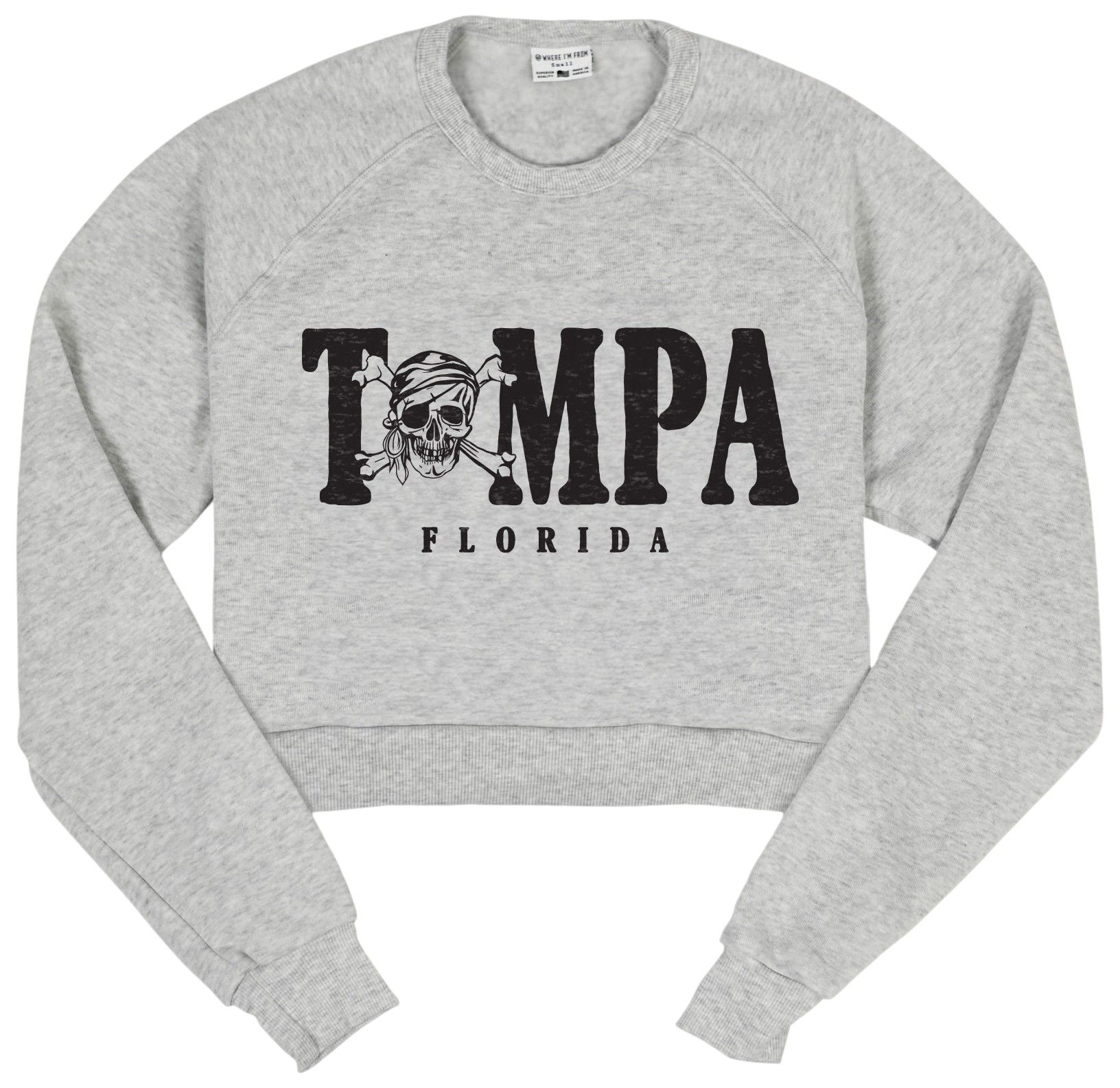 Where I'm From Women's Gasparilla Pirate Script Cropped Fleece Sweatshirt