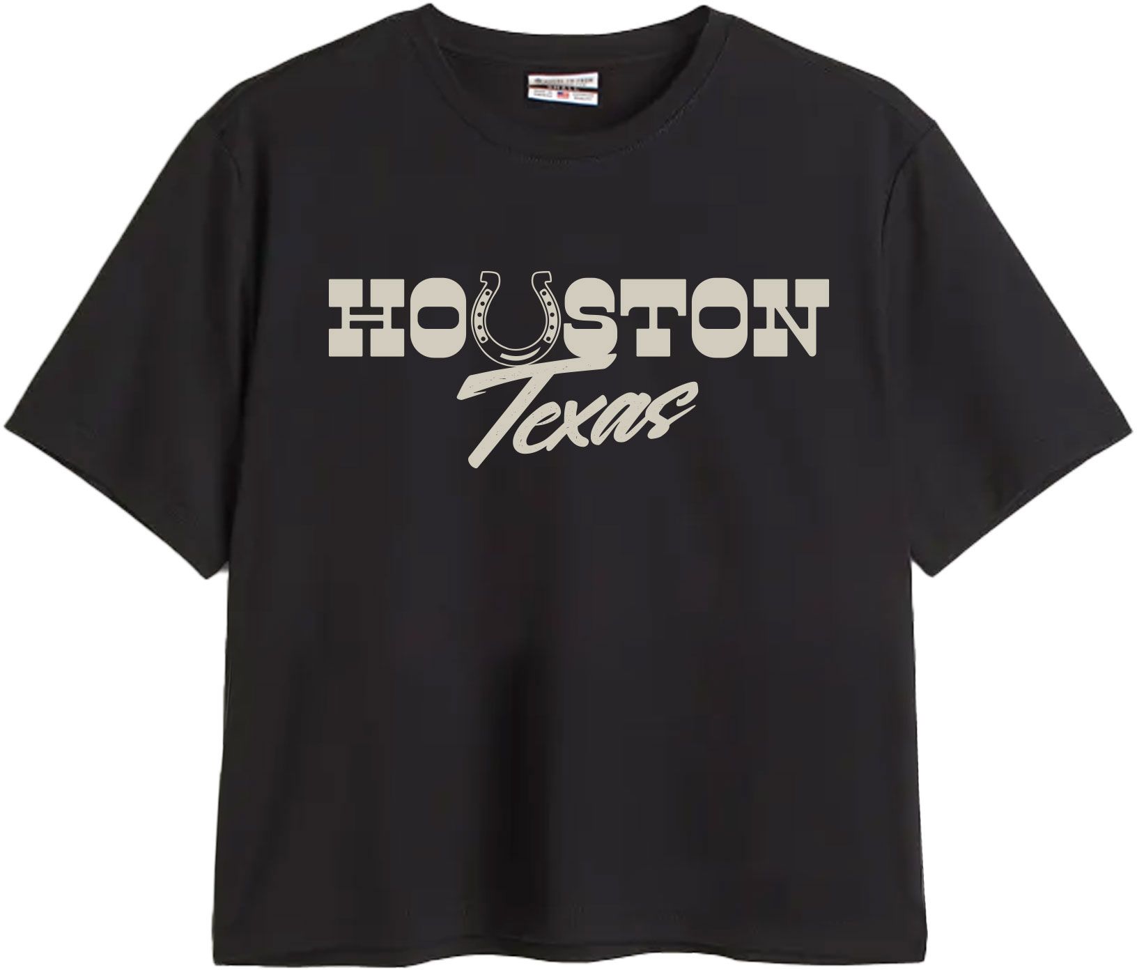Where I'm From Adult Houston Horseshoe Script Easy Shirt