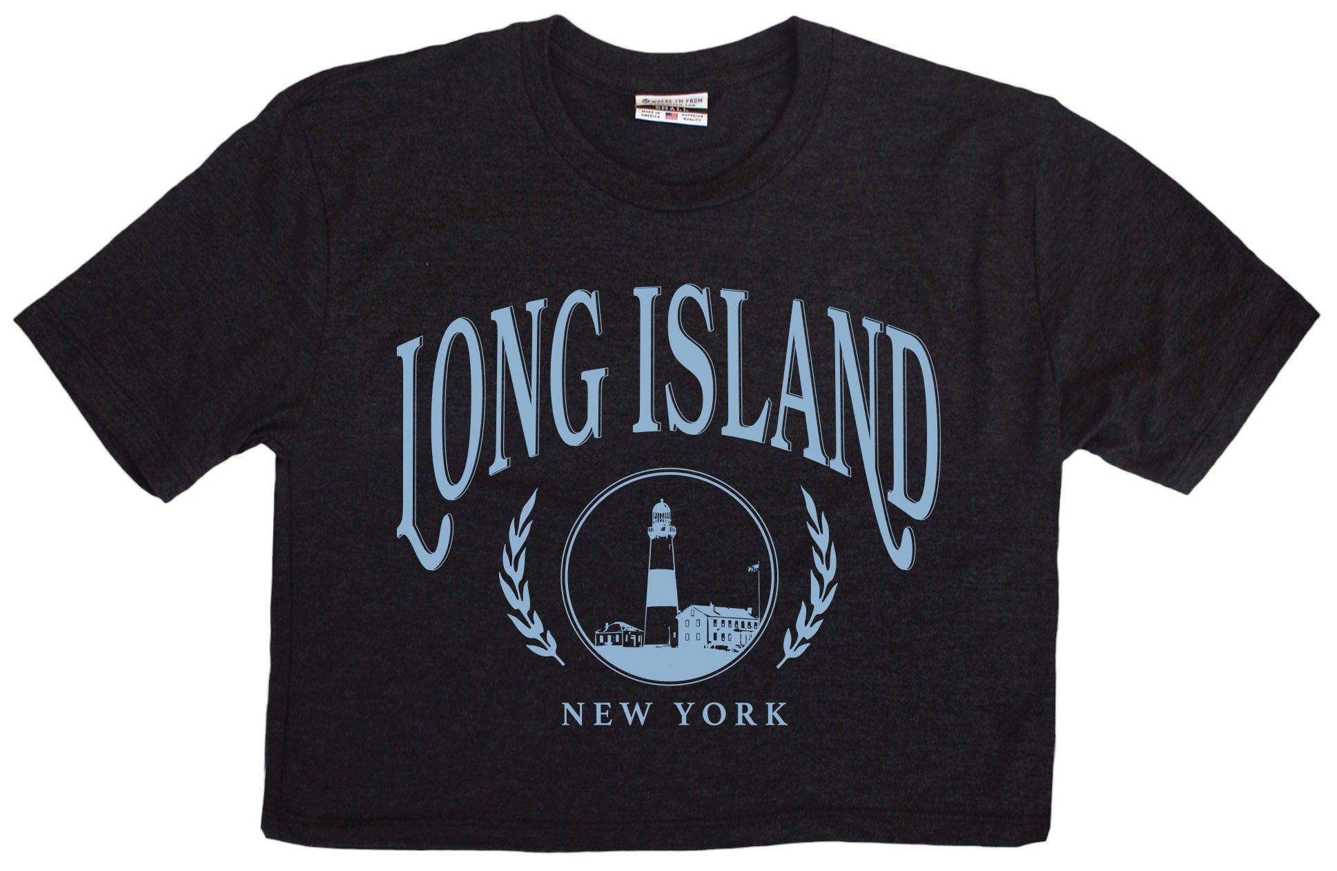 Where I'm From Women's Long Island Black Lighthouse Cropped T-Shirt