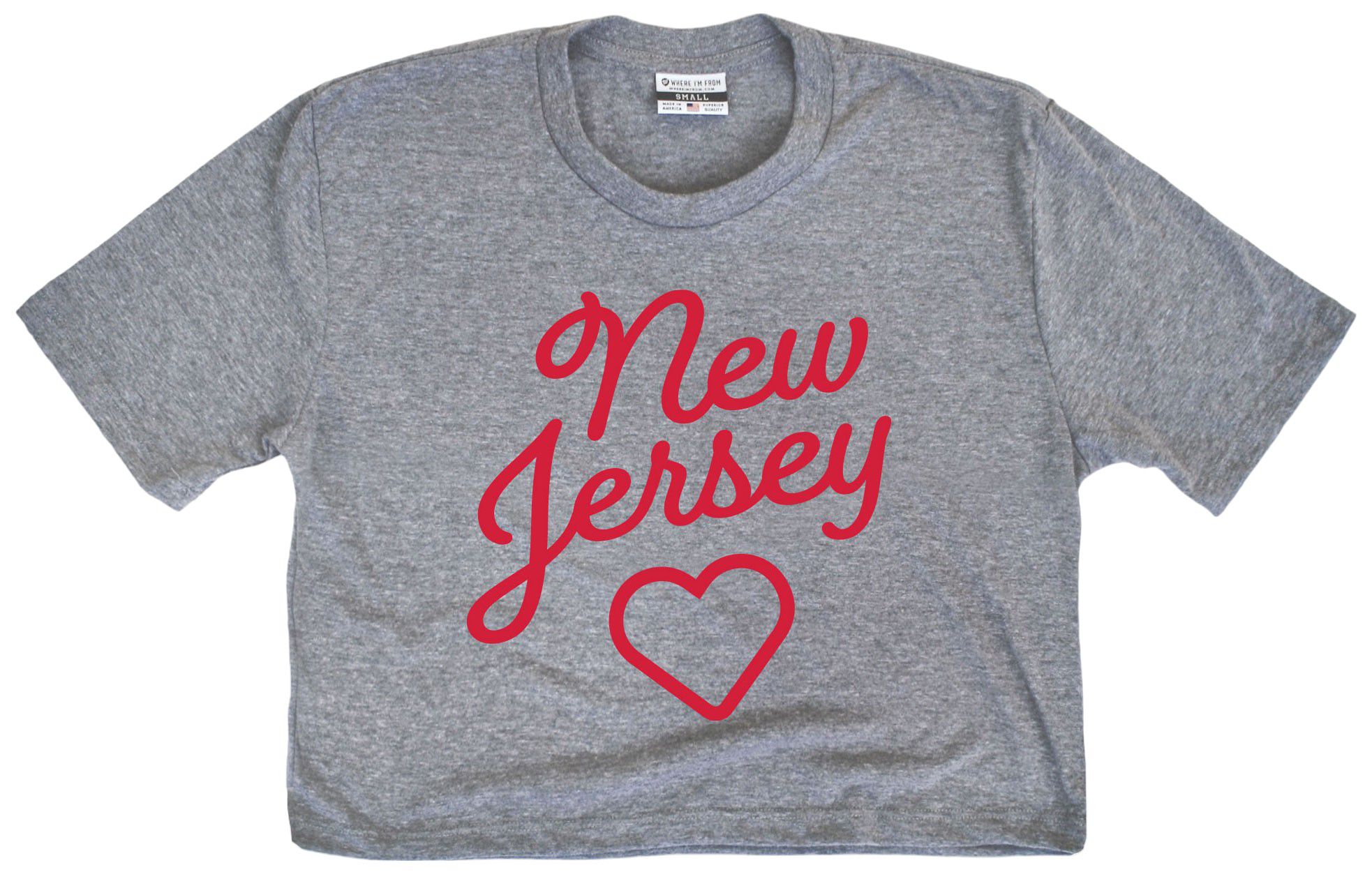 Where I'm From Women's New Jersey Love Jersey Gray Cropped T-Shirt