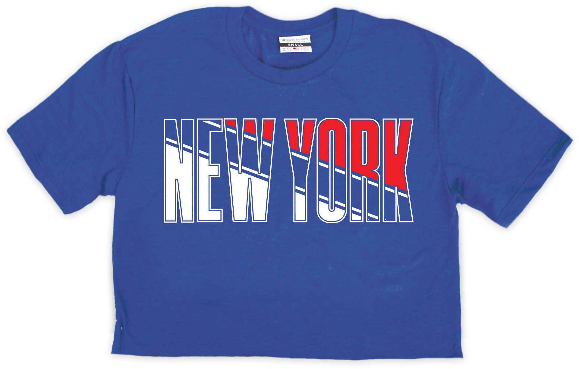 Where I'm From Women's New York Blue Stripe Script Cropped T-Shirt