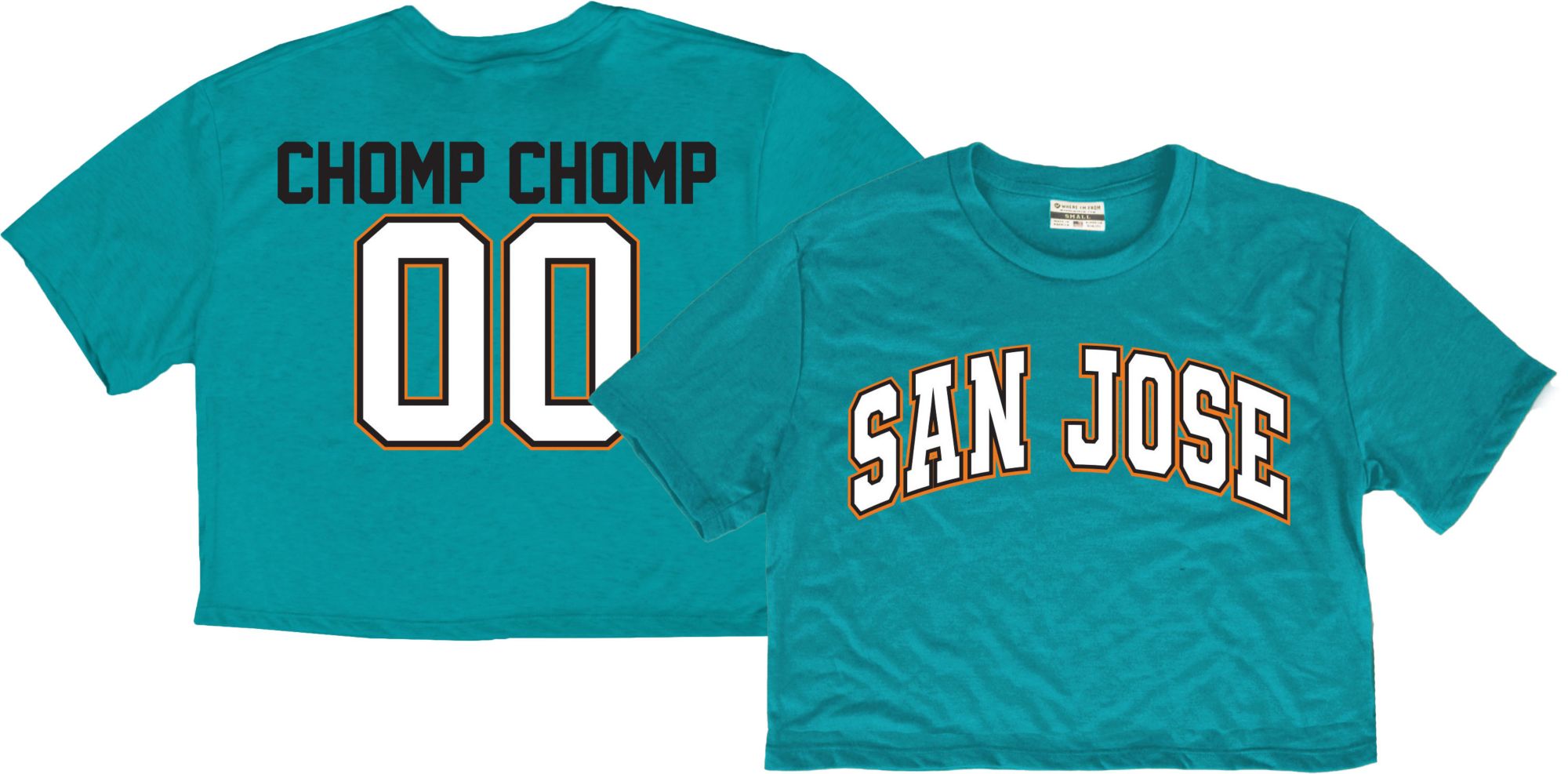Where I'm From Women's San Jose Teal 2 Hit Cropped T-Shirt