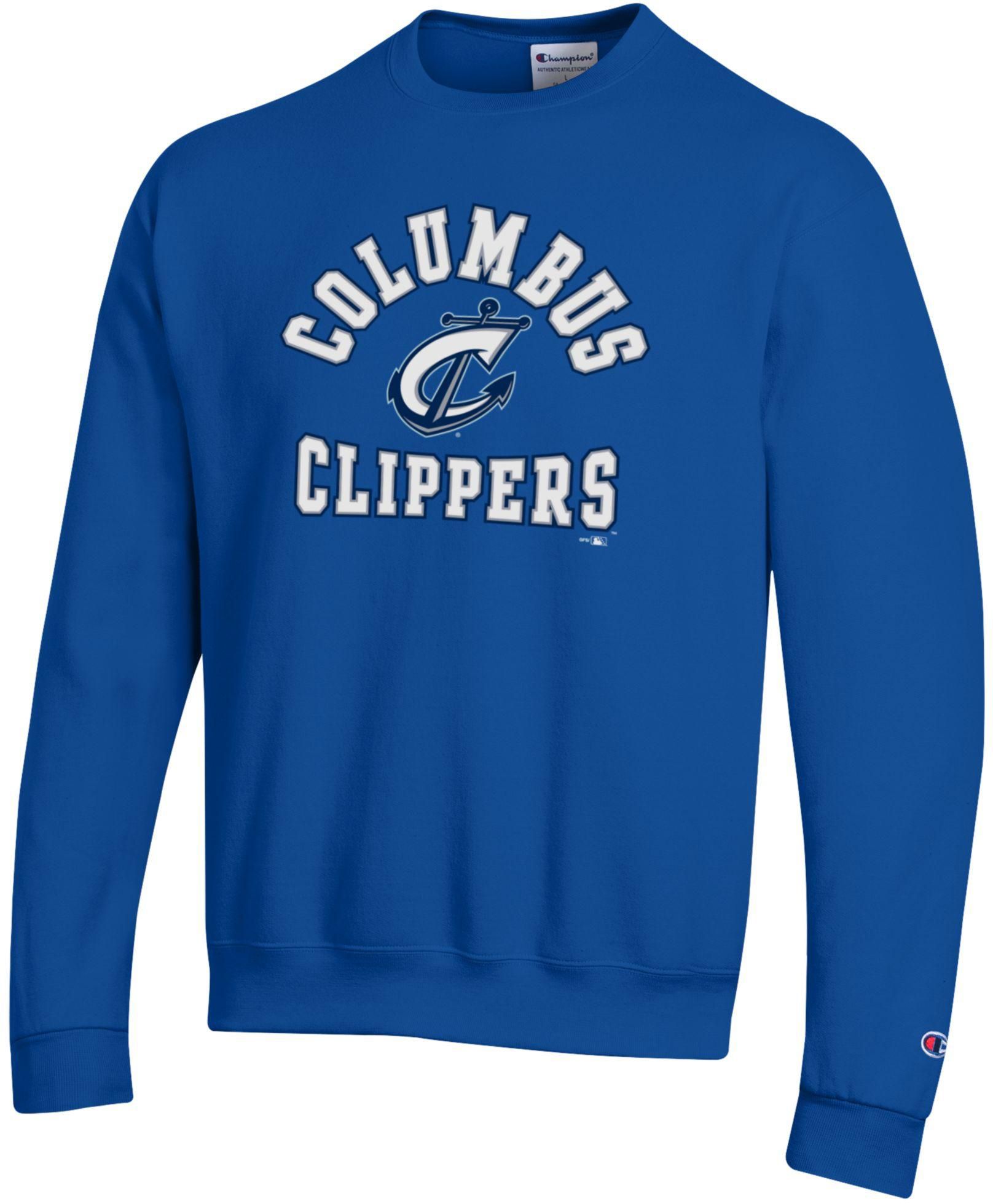Champion Men's Columbus Clippers Royal Powerblend Pullover Crew Sweatshirt