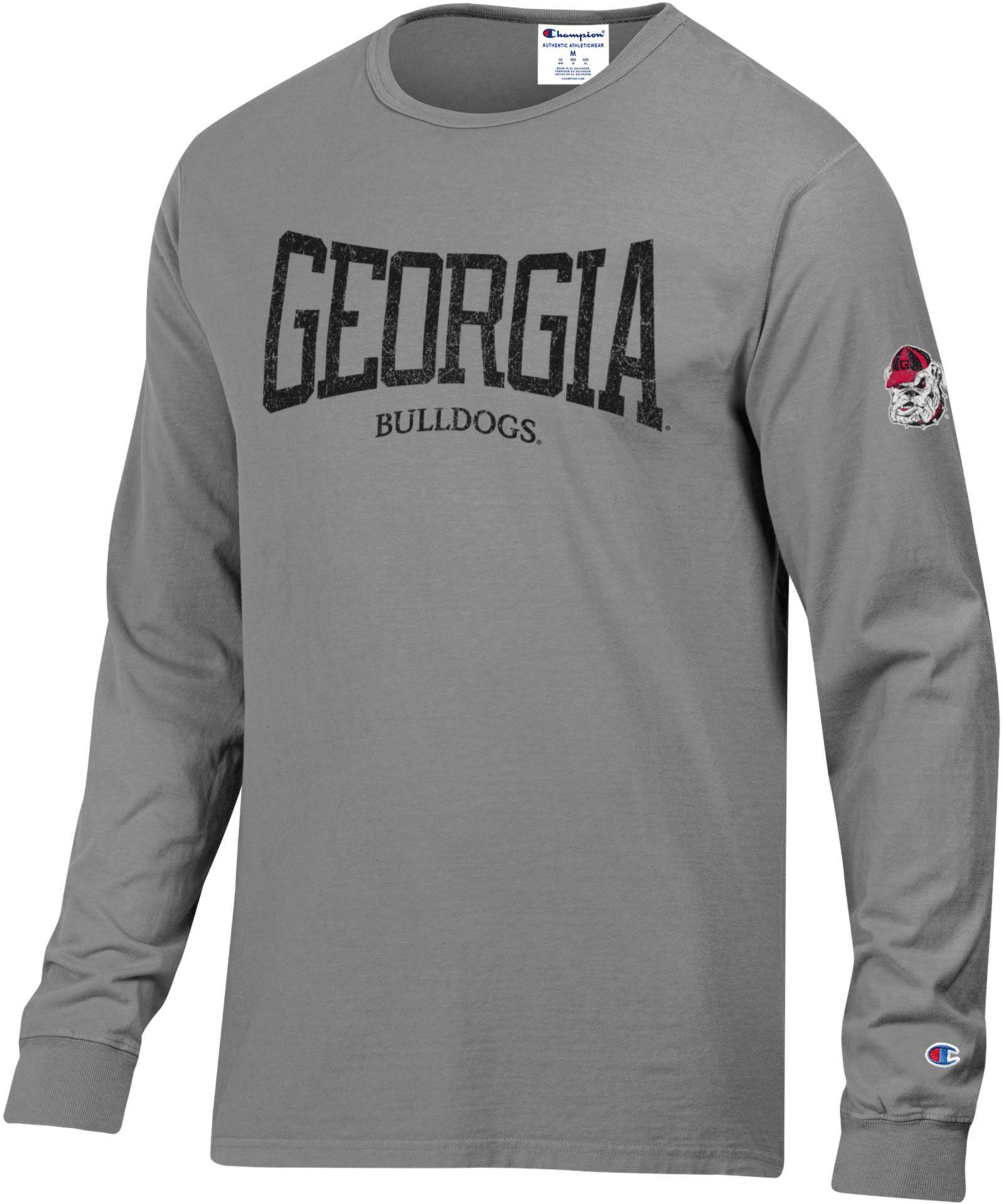 Champion Men's Georgia Bulldogs Concrete Grey Back Hit Long Sleeve T-Shirt
