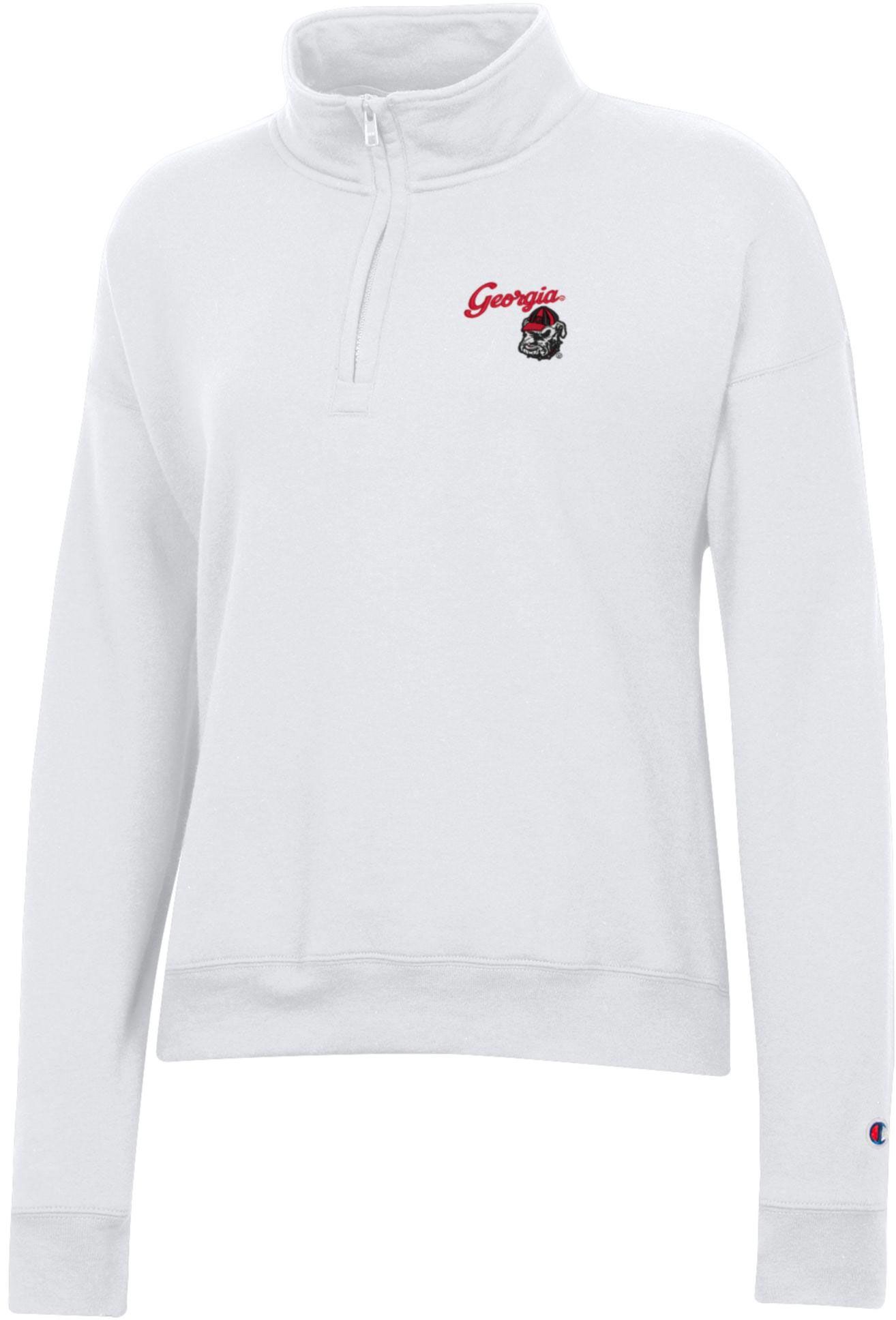 Champion Women's Georgia Bulldogs White 1/4 Zip Pullover