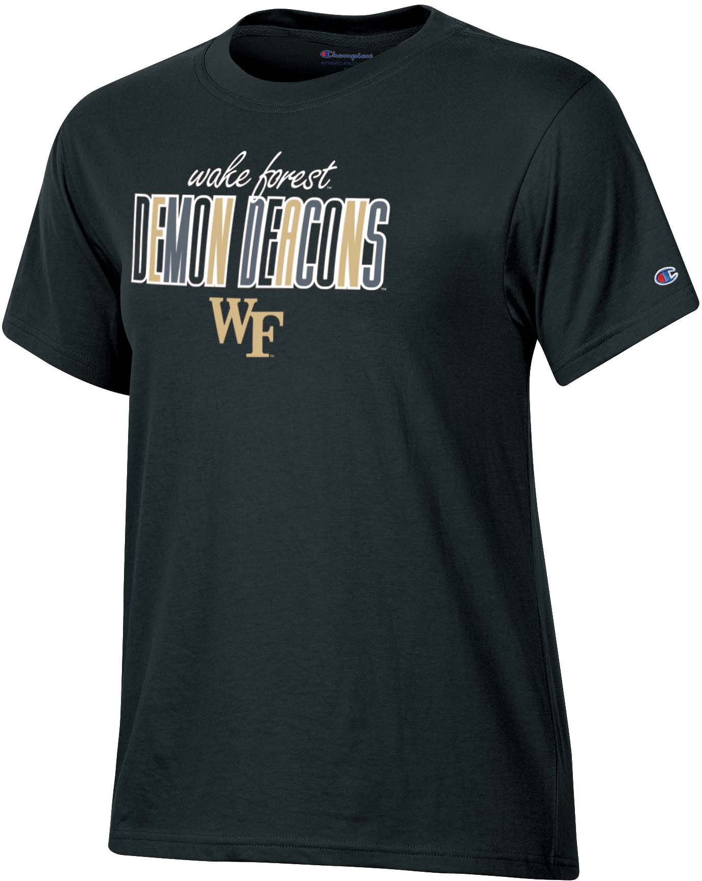 Champion Women's Wake Forest Demon Deacons True Black V-Neck T-Shirt