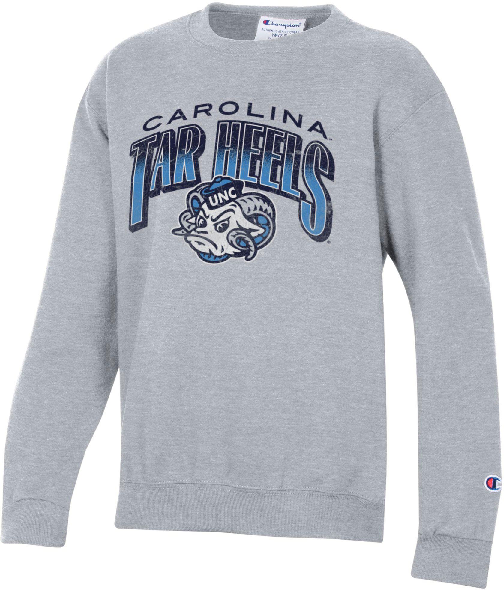 Champion Youth North Carolina Tar Heels Heather Grey Powerblend Pullover Crew Sweatshirt