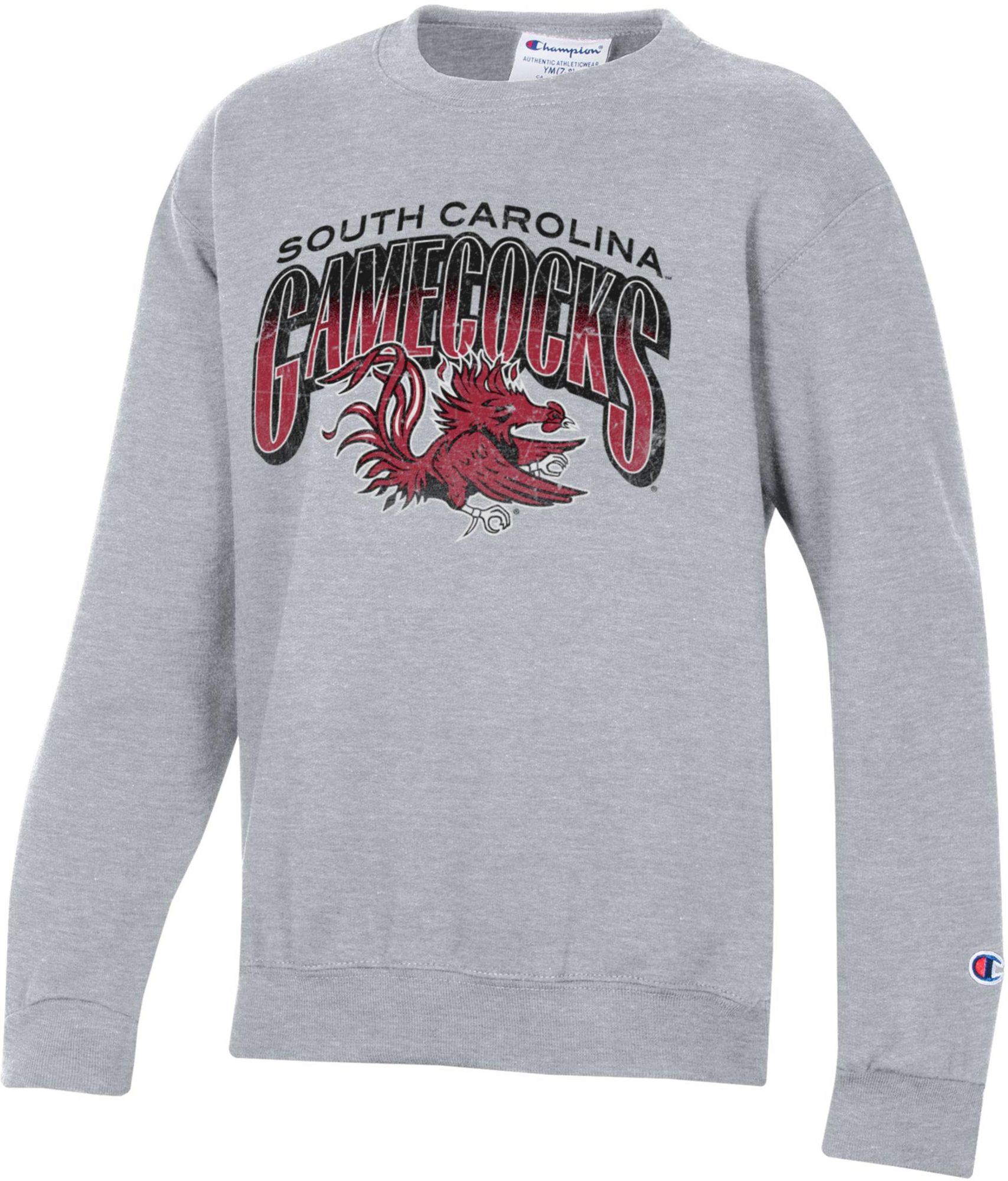 Champion Youth South Carolina Gamecocks Heather Grey Powerblend Pullover Crew Sweatshirt