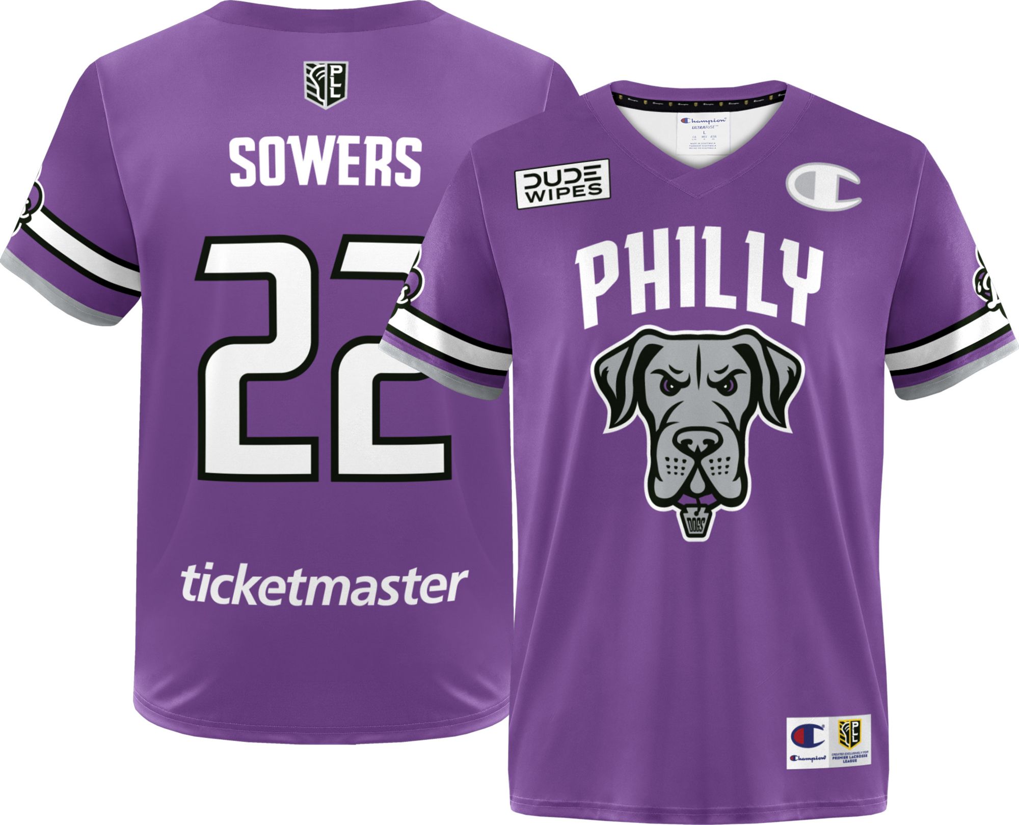 Champion Youth Philadelphia Waterdogs Michael Sowers #22 Purple Replica Jersey