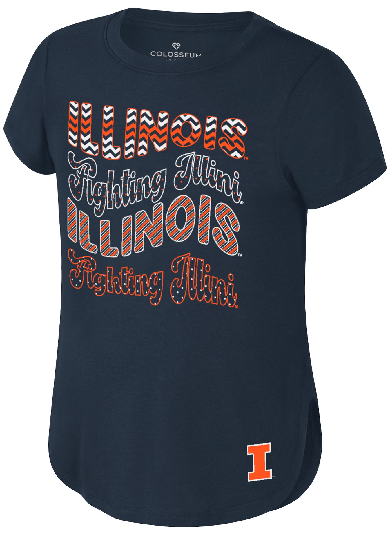 Colosseum Girls' Illinois Fighting Illini Navy Rogan T-Shirt