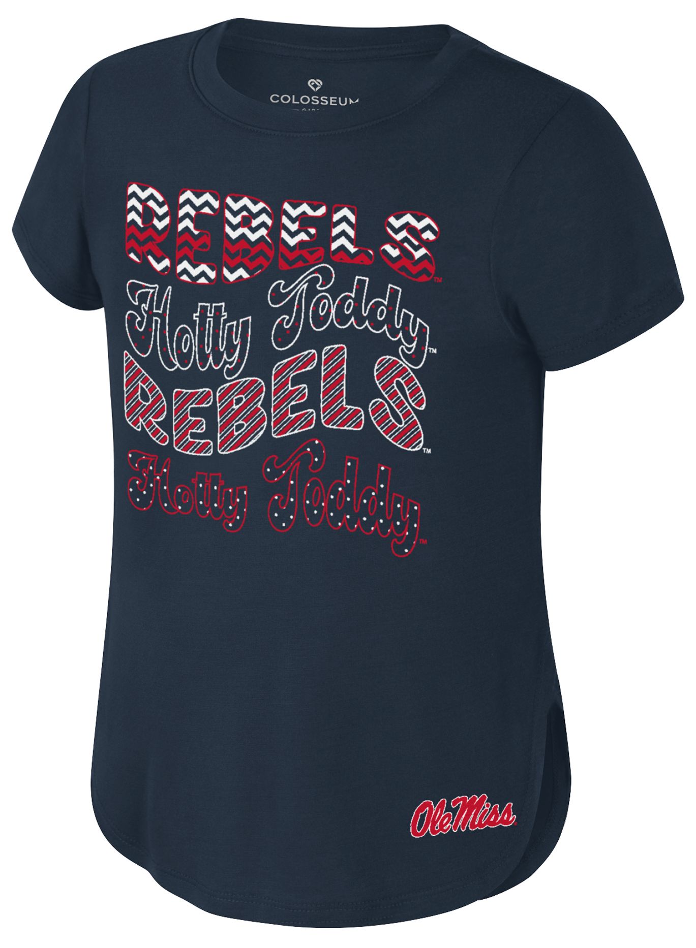 Colosseum Girls' Ole Miss Rebels Navy Rogan T-Shirt