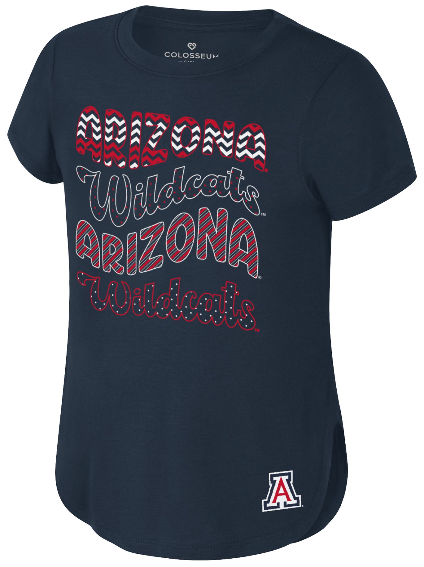 Colosseum Girls' Arizona Wildcats Navy Rogan T-Shirt
