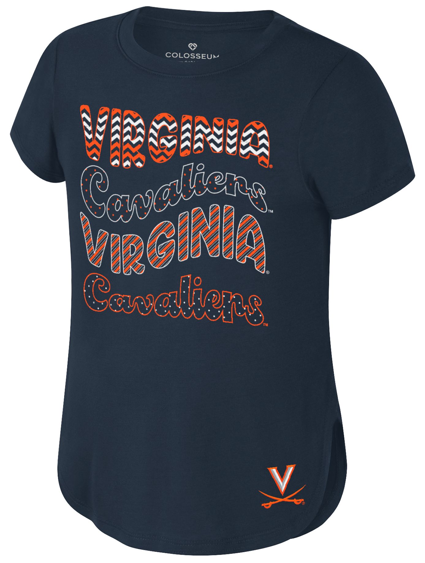 Colosseum Girls' Virginia Cavaliers Navy Rogan T-Shirt