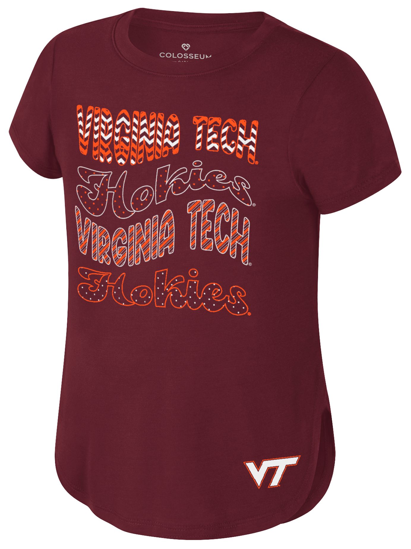 Colosseum Girls' Virginia Tech Hokies Maroon Rogan T-Shirt