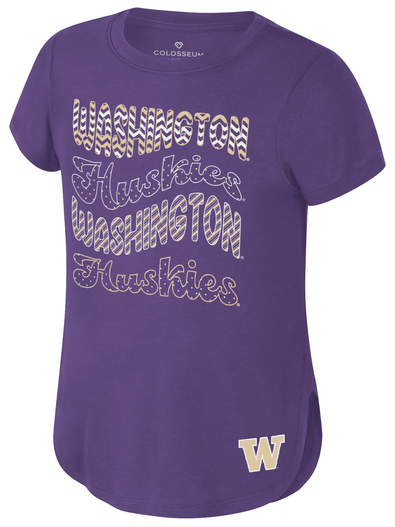 Colosseum Girls' Washington Huskies Purple Rogan T-Shirt