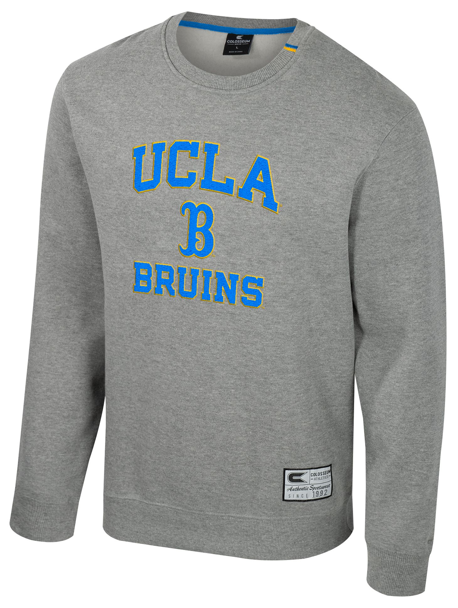 Colosseum Men's UCLA Bruins Heather Grey Zion Fleece Crew Sweatshirt
