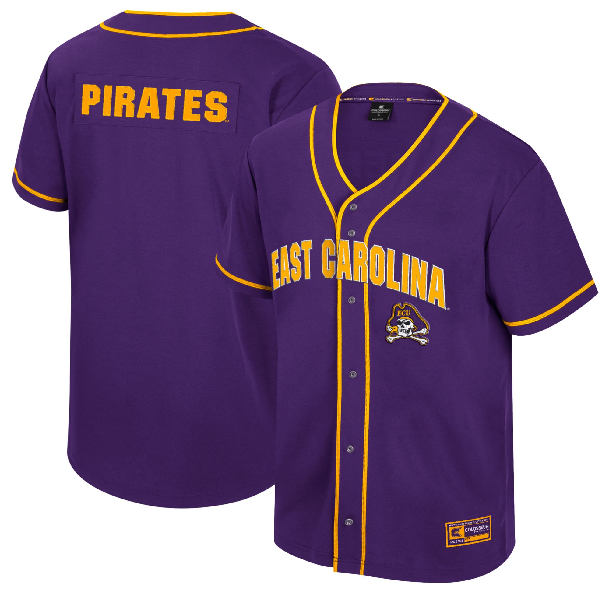 Colosseum Men's East Carolina Pirates Purple Replica Baseball Jersey