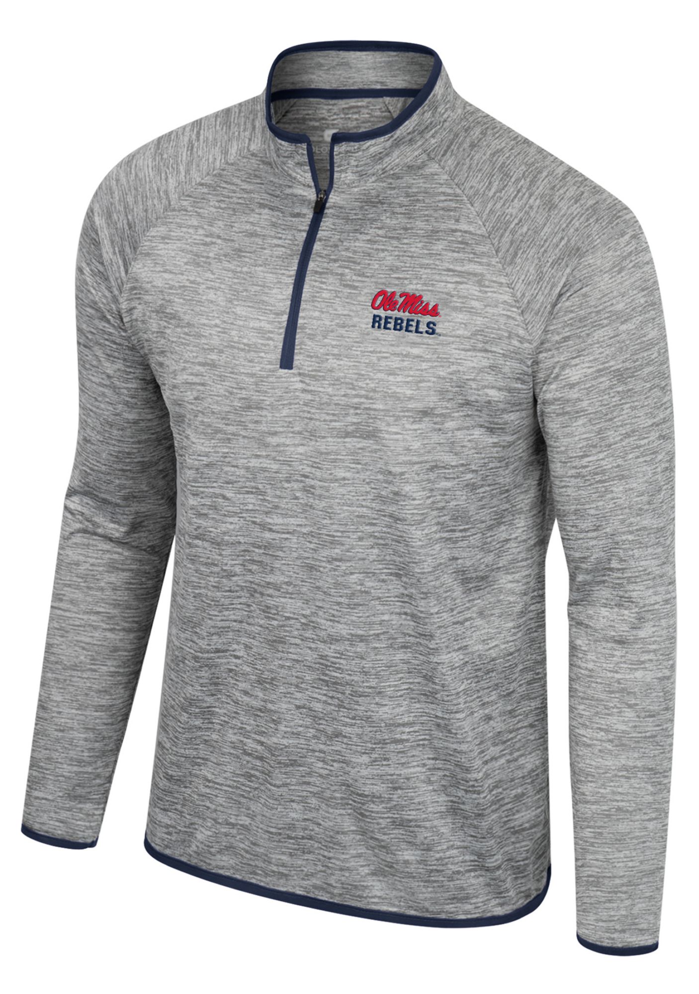 Colosseum Men's Ole Miss Rebels Heather Grey 1/4 Zip Pullover