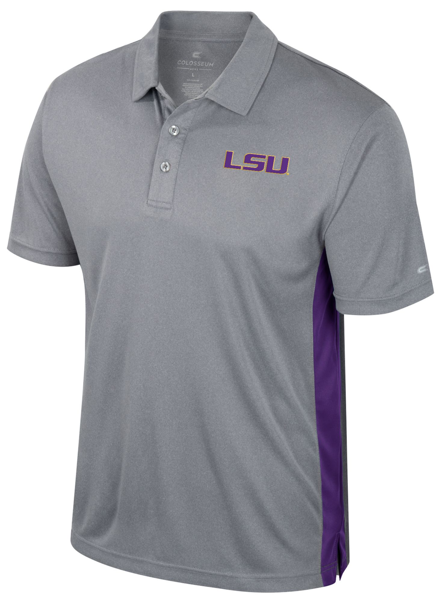 Colosseum Men's LSU Tigers Heather Grey Set In Polo