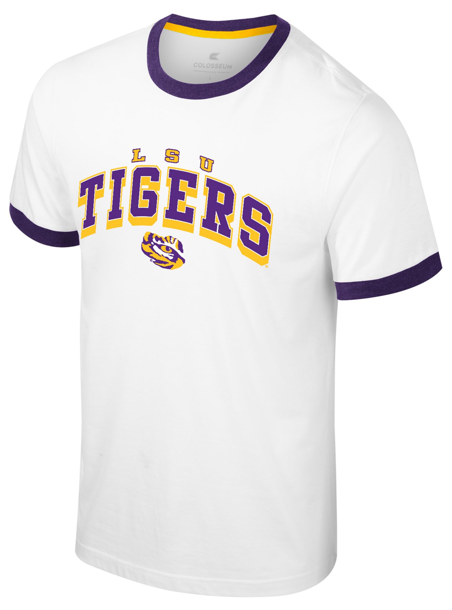 Colosseum Men's LSU Tigers White Wyatt Ringer T-Shirt