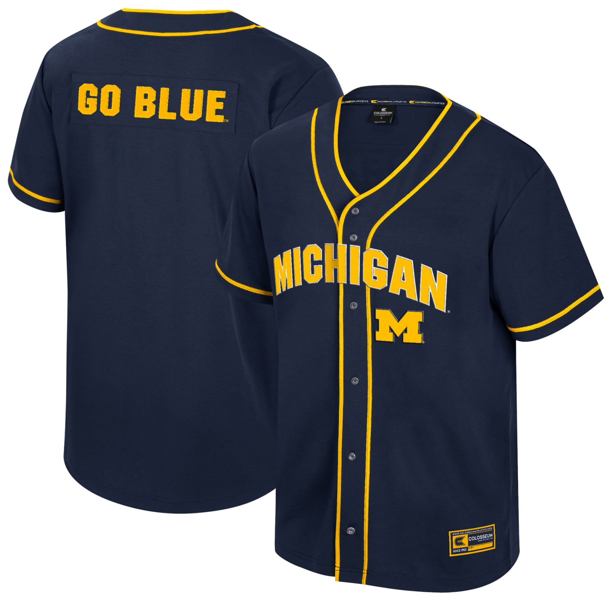 Colosseum Men's Michigan Wolverines Navy Replica Baseball Jersey