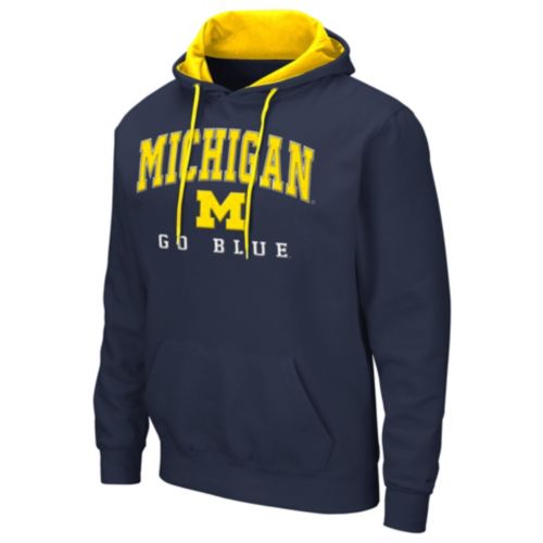 Champion Men's Michigan Wolverines Grey Reverse Weave Crew