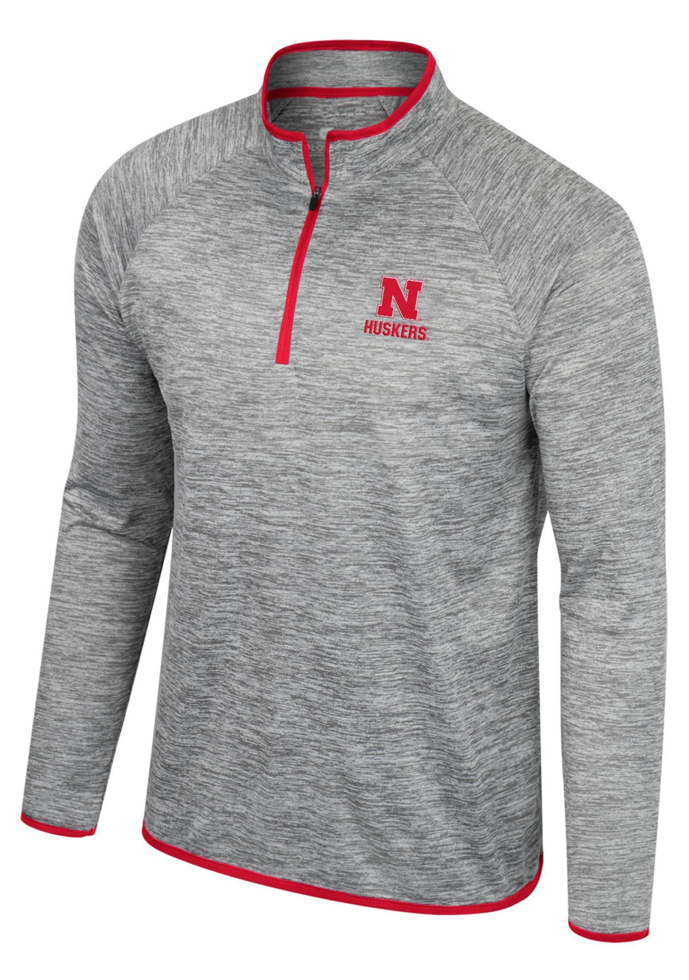 Colosseum Men's Nebraska Cornhuskers Heather Grey 1/4 Zip Pullover