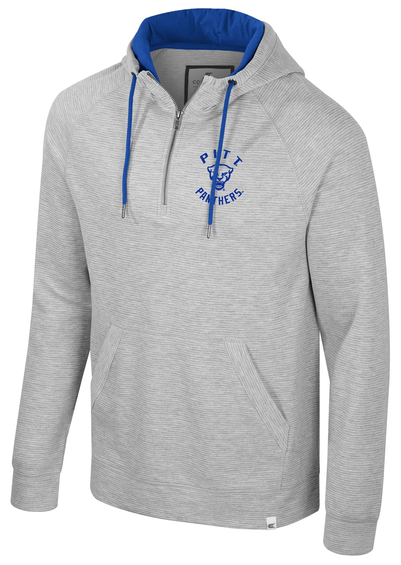Colosseum Men's Pitt Panthers Heather Grey Quilted Quarter-Zip Hoodie