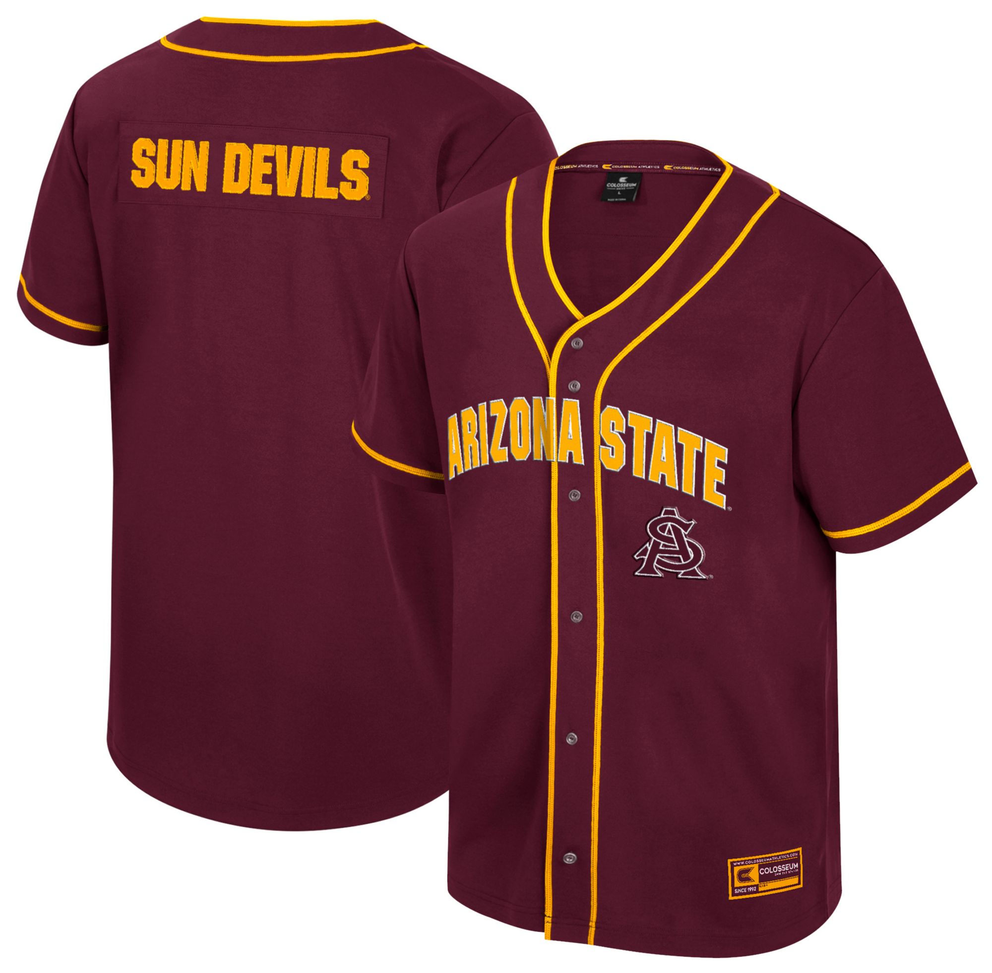 Colosseum Men's Arizona State Sun Devils Maroon Replica Baseball Jersey
