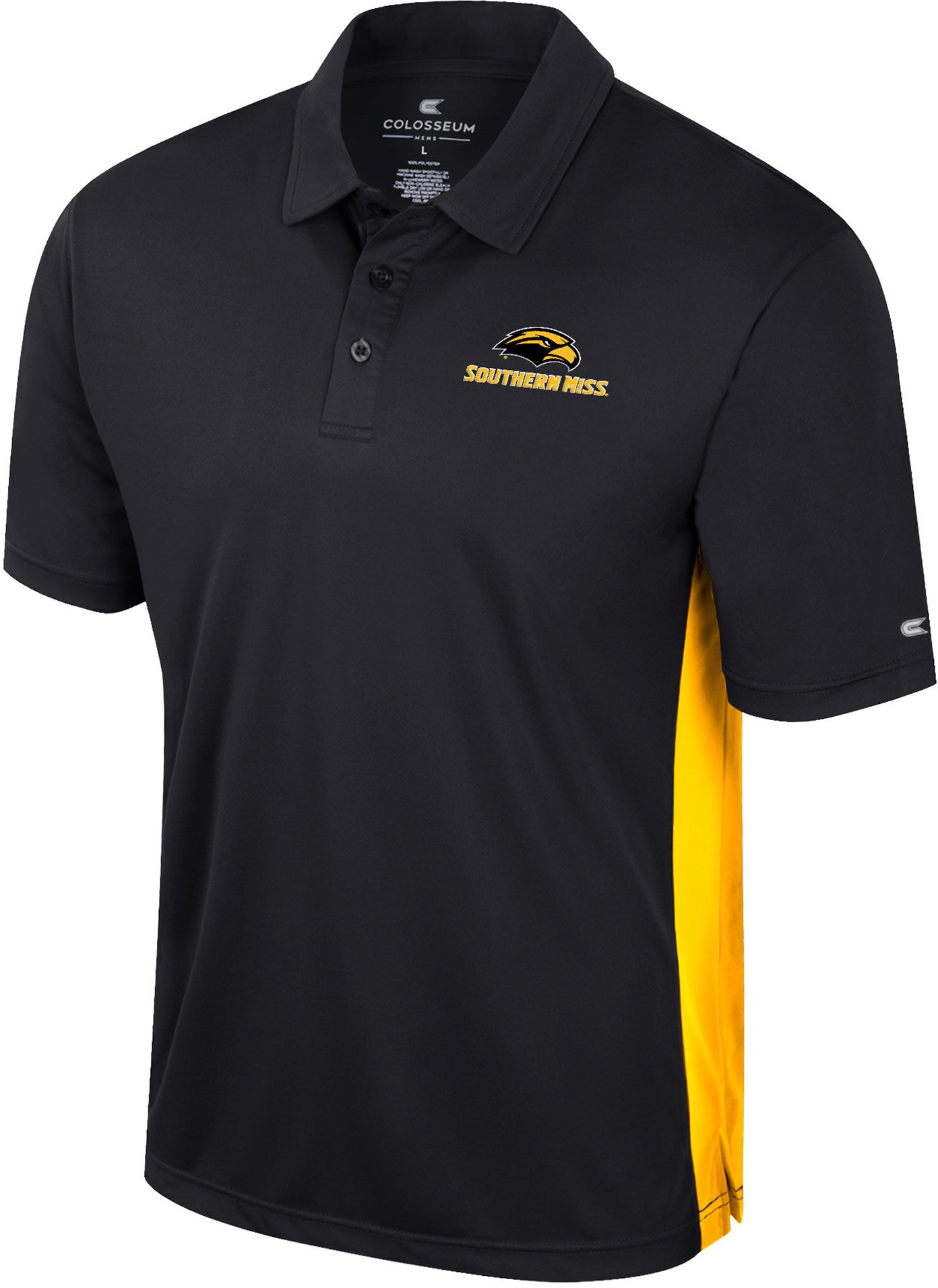 Colosseum Men's Southern Miss Golden Eagles Black Set In Polo