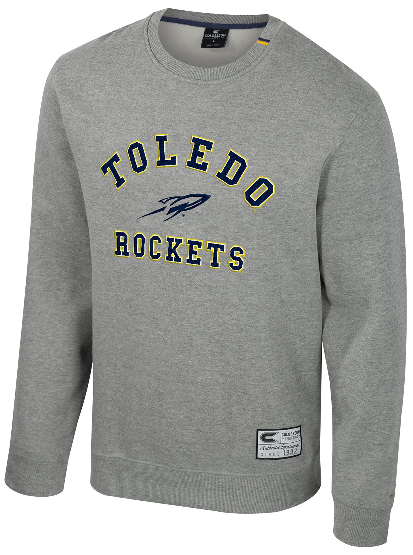 Colosseum Men's Toledo Rockets Heather Grey Zion Fleece Crew Pullover Sweatshirt