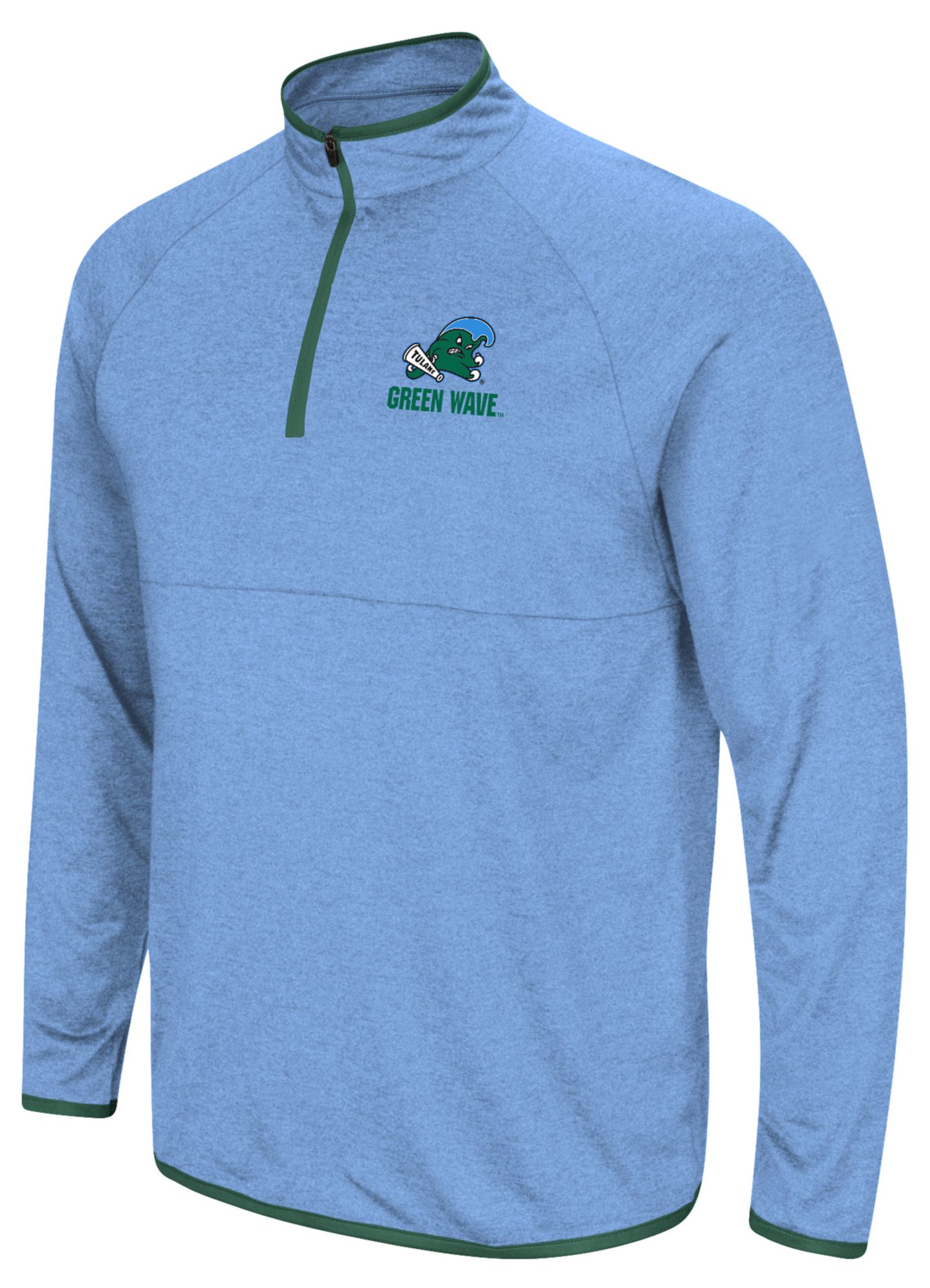 Colosseum Men's Tulane Green Wave Sky 1/4 Zip Pullover
