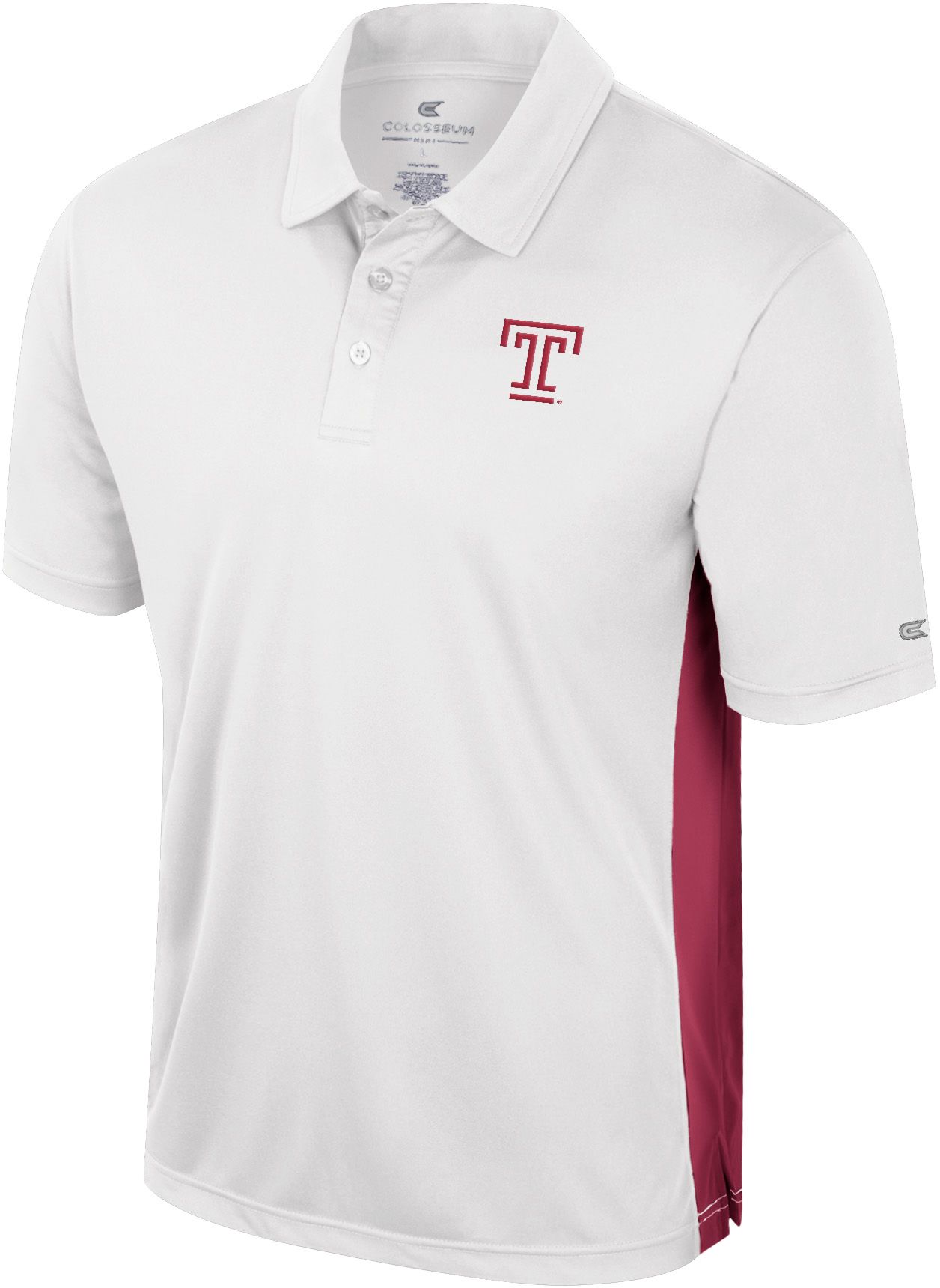 Colosseum Men's Temple Owls White Polo