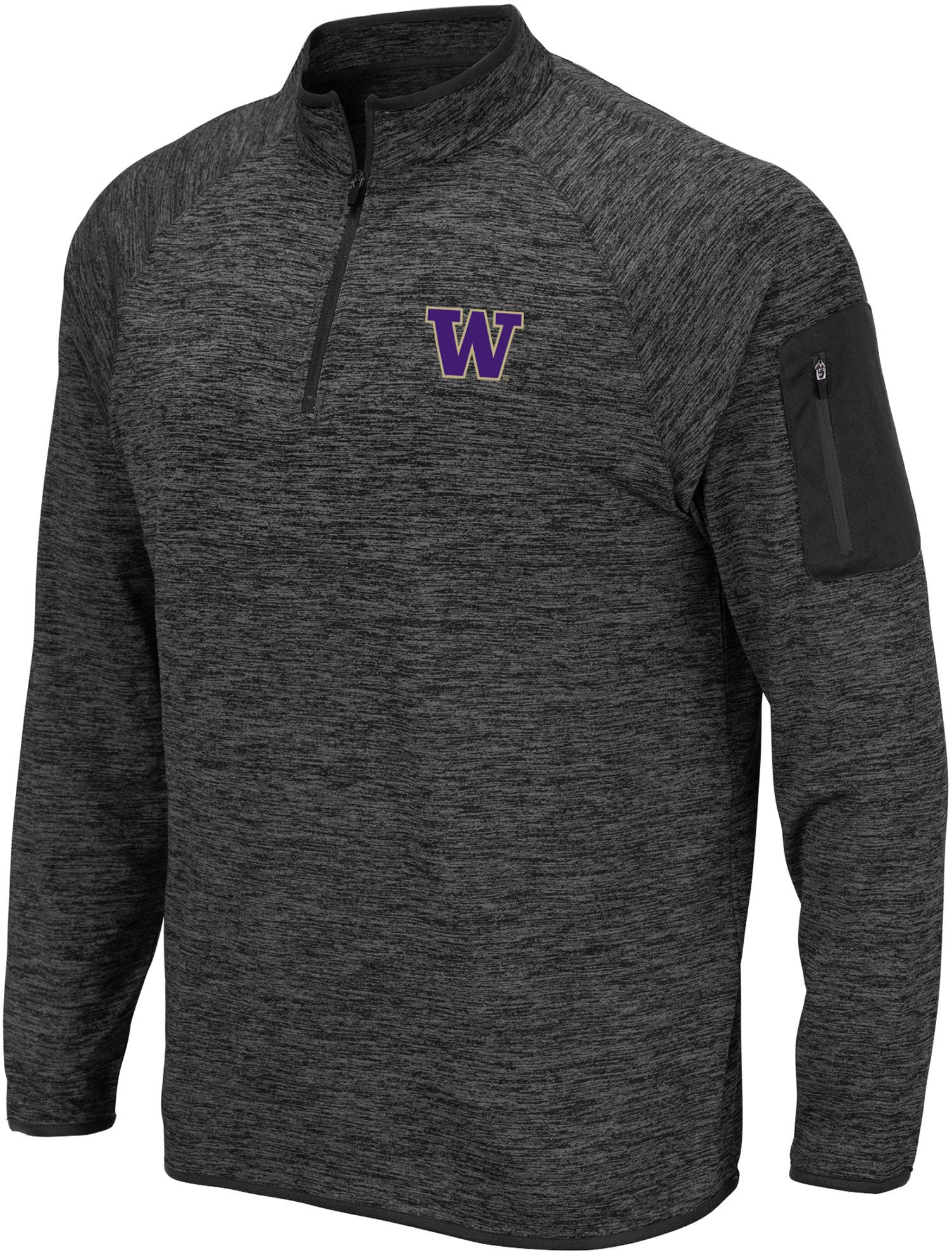 Colosseum Men's Washington Huskies Heather Charcoal Indus 1/4 Zip Pullover Shirt