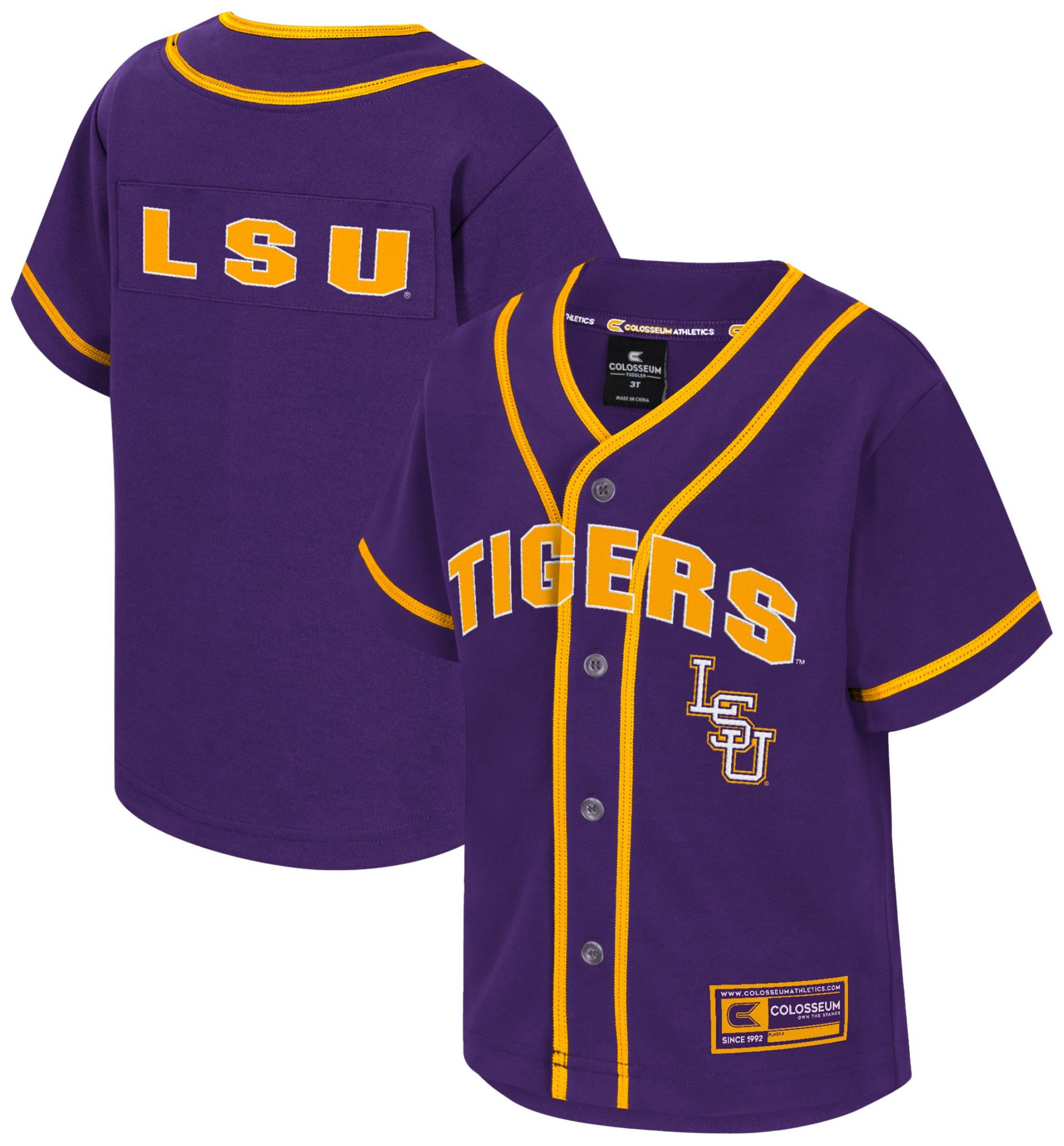 Colosseum Toddler LSU Tigers Purple Baseball Jersey